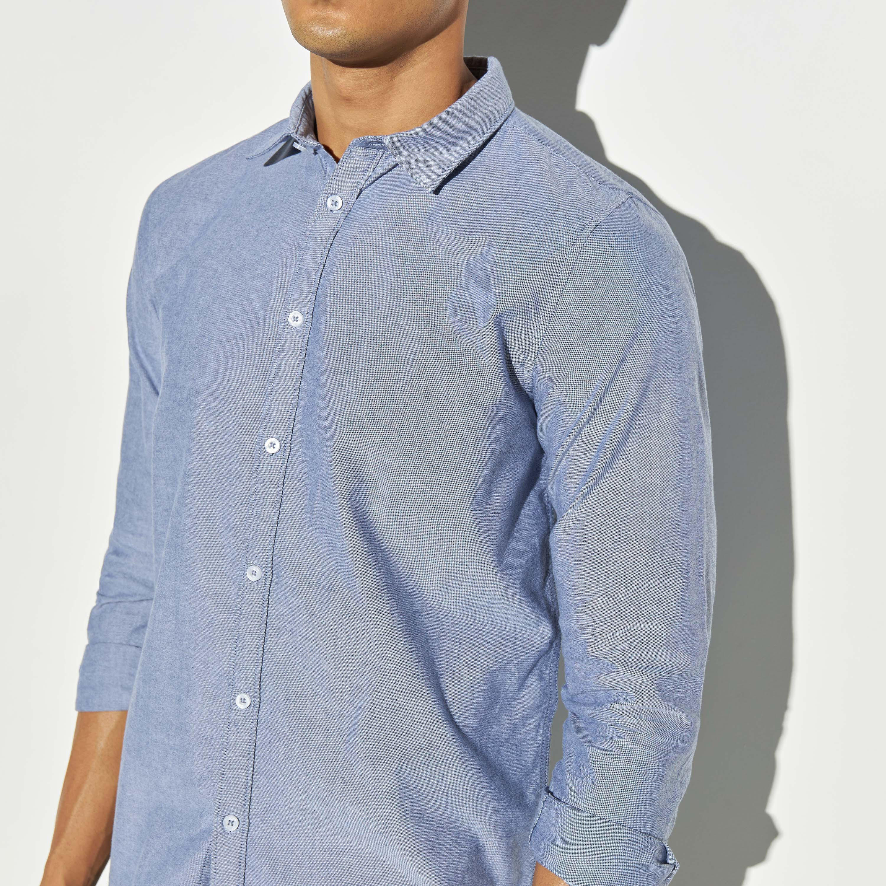 Solid Oxford Shirt with Long Sleeves-men-clothing-shirts-image-4