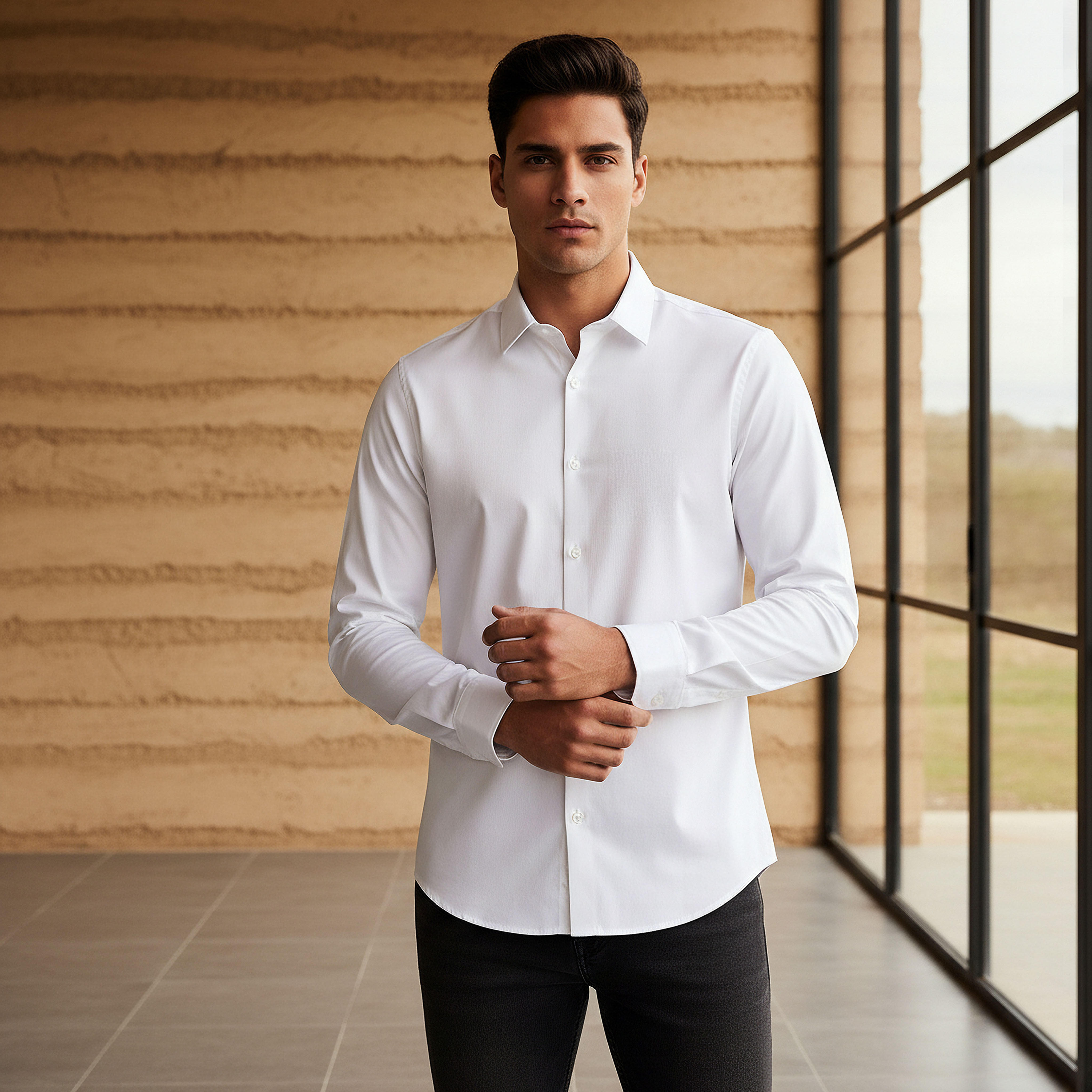 قميص أكسفورد بأكمام طويلة-men-clothing-shirts-image-1
