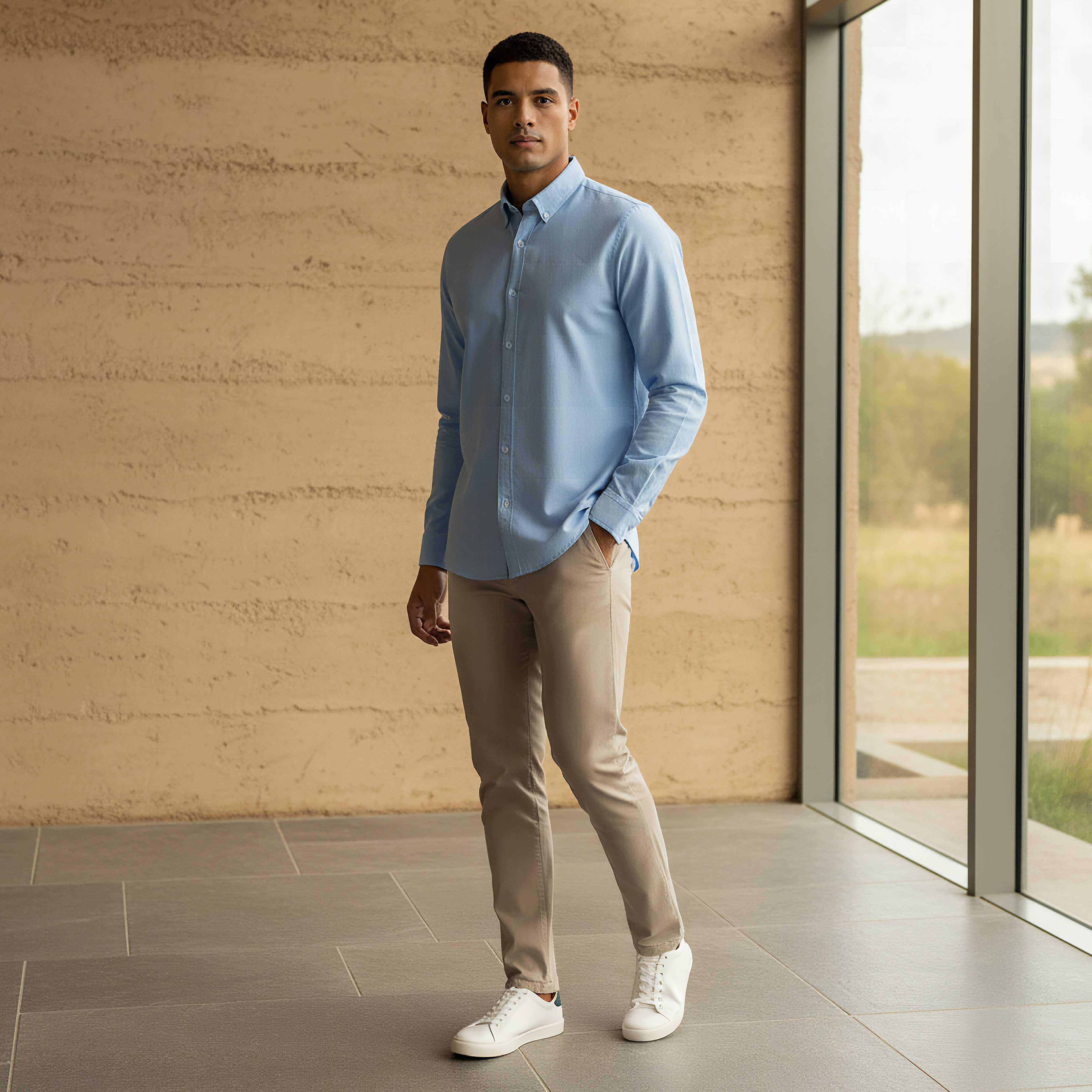 Oxford Shirt with Long Sleeves-men-clothing-shirts-image-2