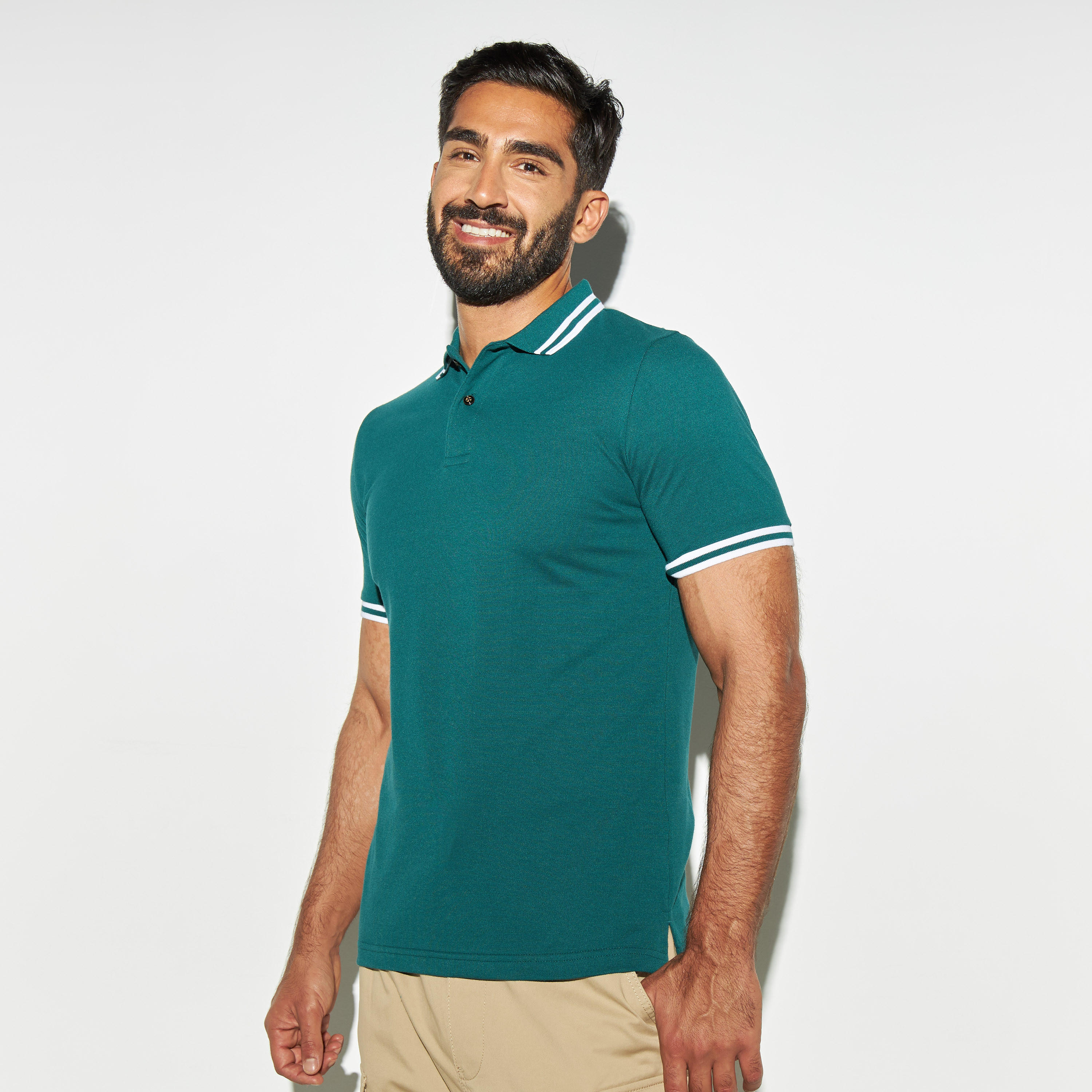 Solid Polo T-shirt with Short Sleeves-men-clothing-tshirtsandpolos-polos-image-1