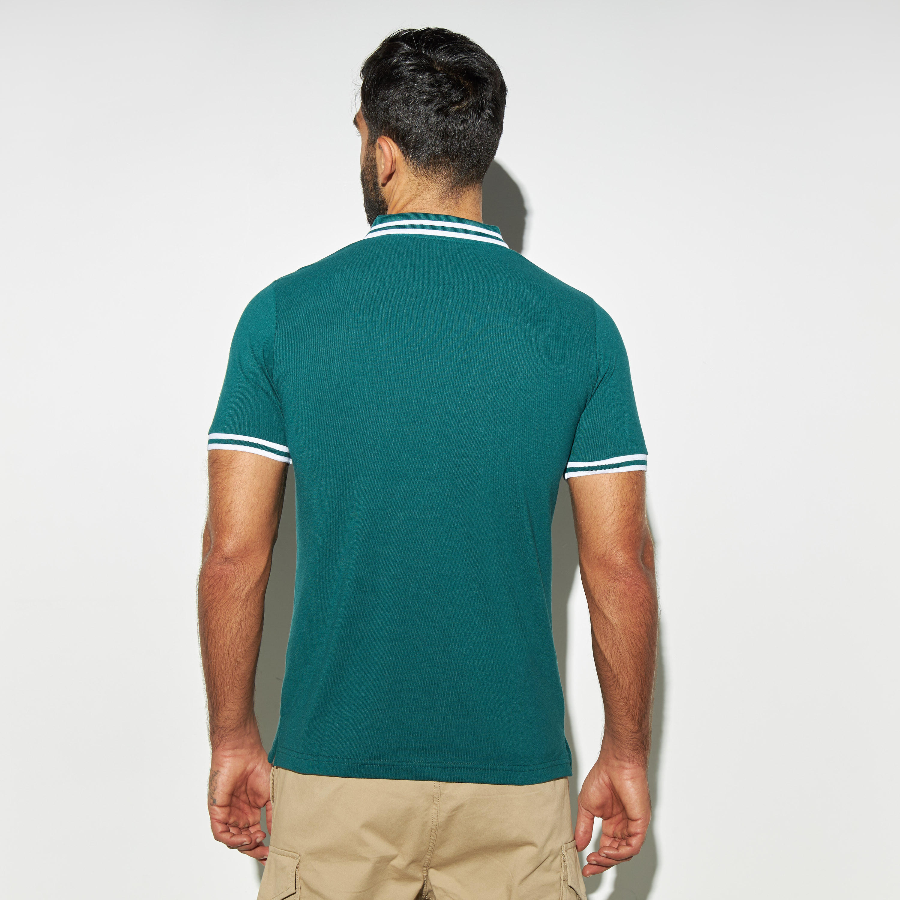 Solid Polo T-shirt with Short Sleeves-men-clothing-tshirtsandpolos-polos-image-3