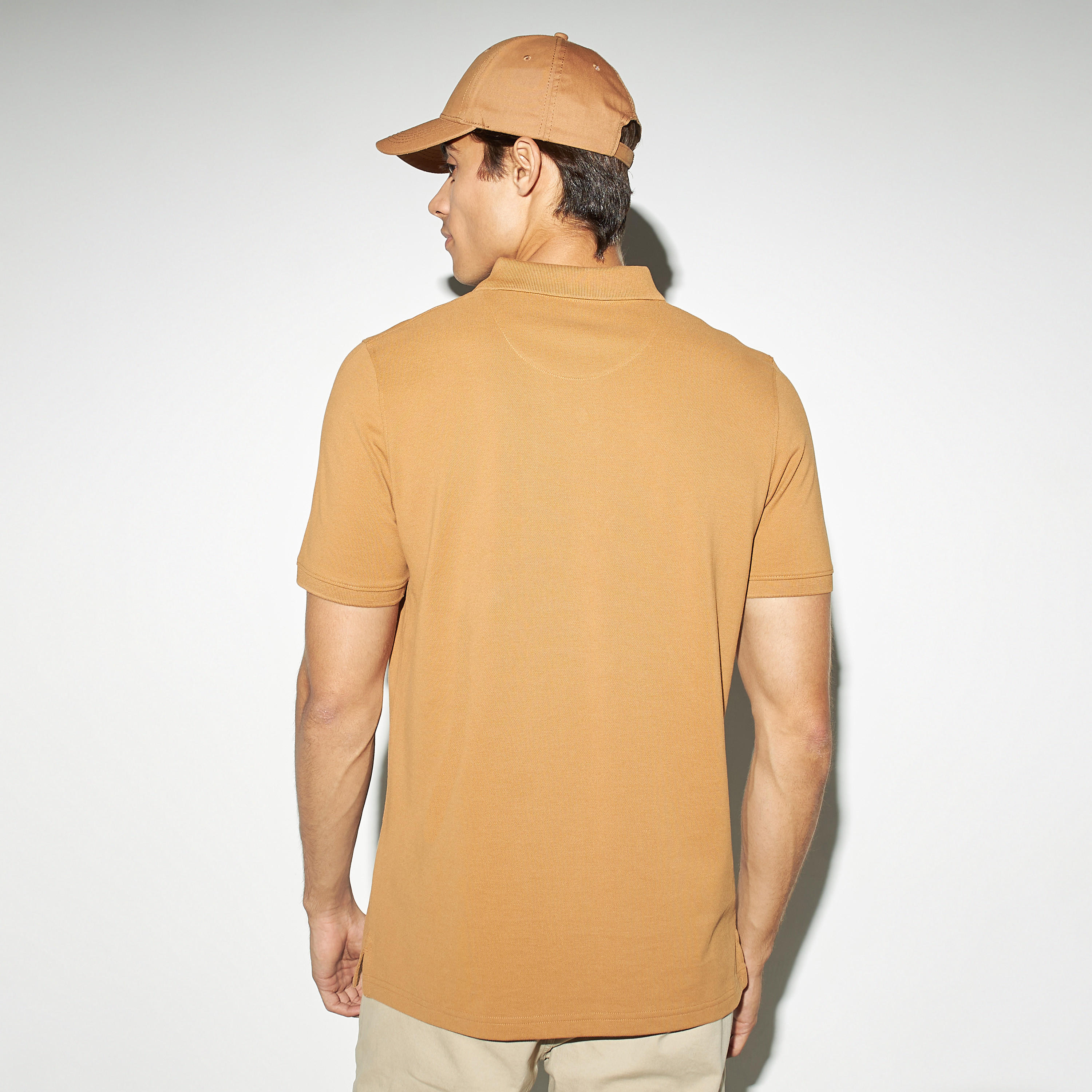 Solid Pique Polo T-shirt with Short Sleeves-men-clothing-tshirtsandpolos-polos-image-3