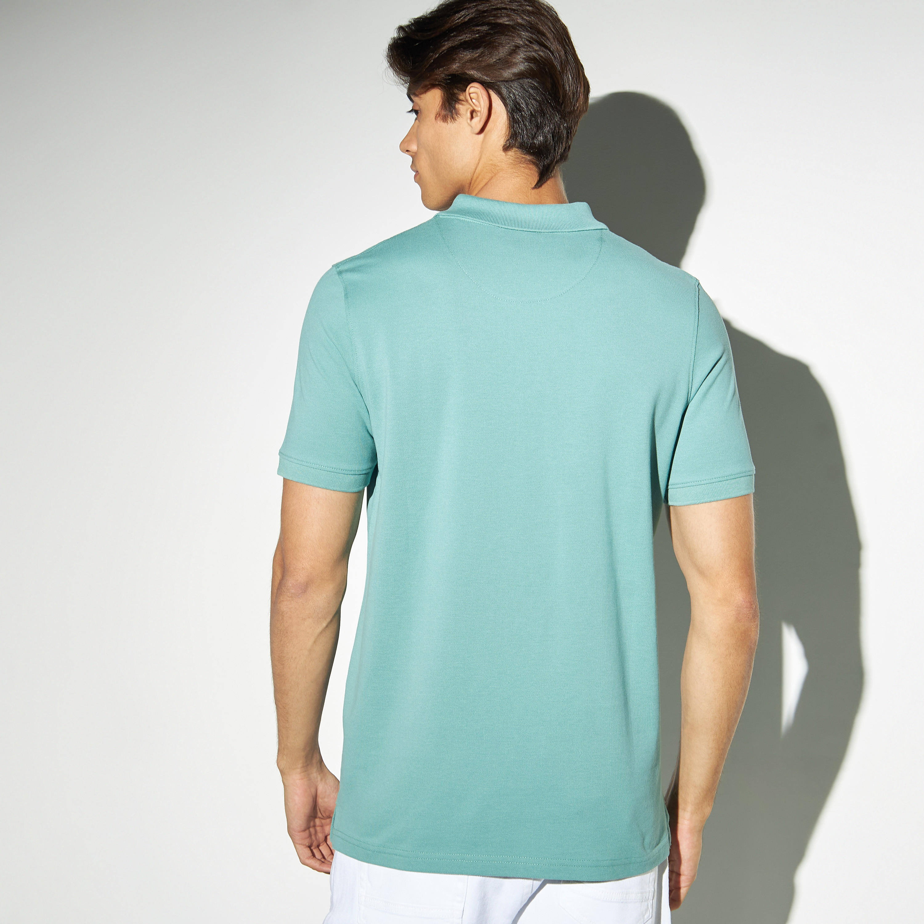 Solid Pique Polo T-shirt with Short Sleeves-men-clothing-tshirtsandpolos-polos-image-3