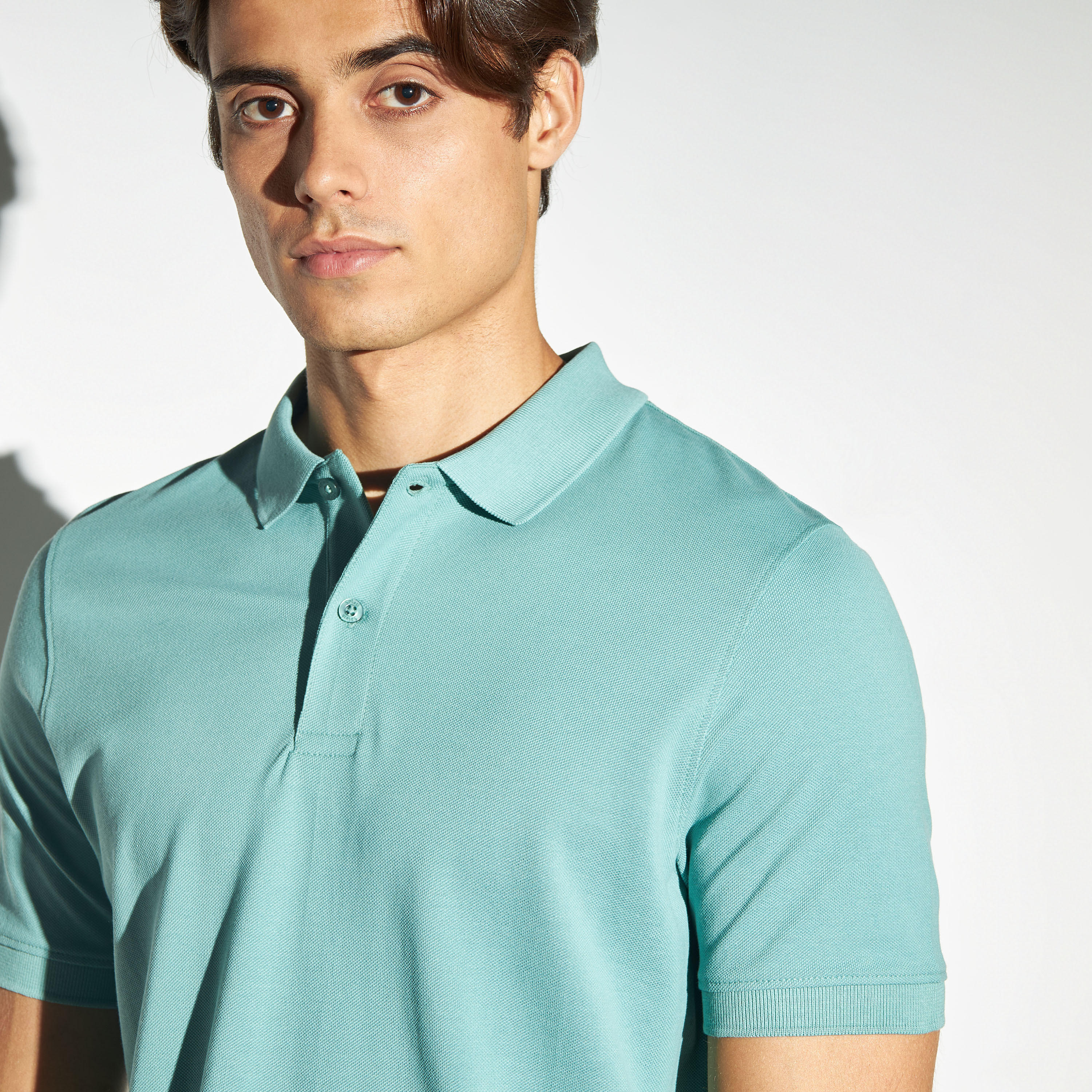 Solid Pique Polo T-shirt with Short Sleeves-men-clothing-tshirtsandpolos-polos-image-4