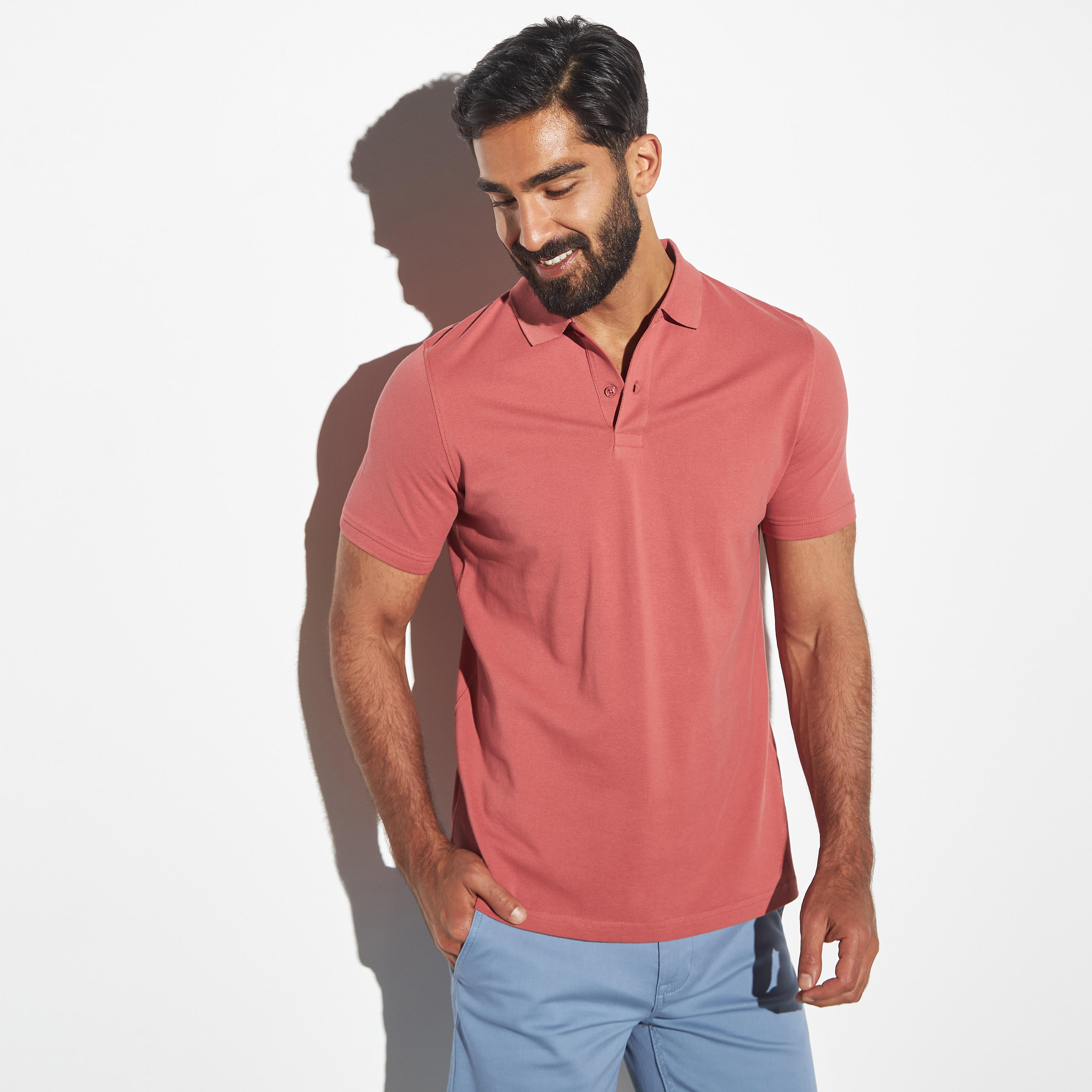 تيشيرت بولو بيكيه سادة بأكمام قصيرة-men-clothing-tshirtsandpolos-polos-image-1