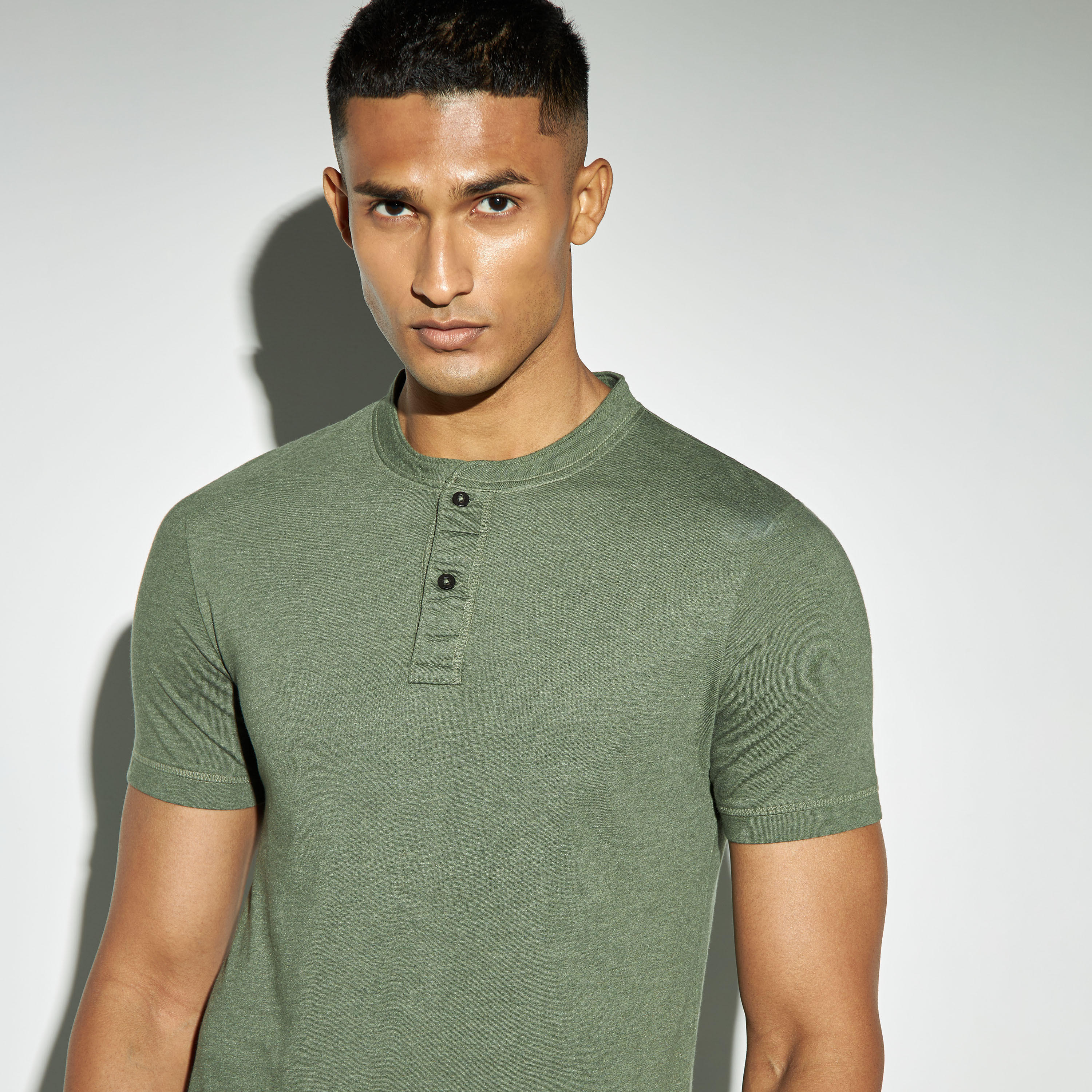 Solid Henley Neck T-shirt with Short Sleeves-men-clothing-tshirtsandpolos-tshirts-image-1