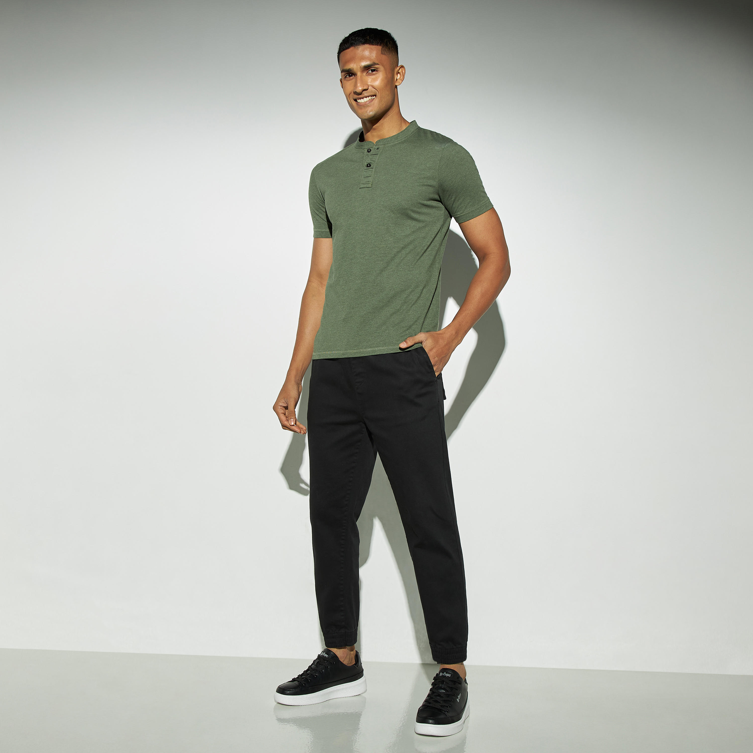 Solid Henley Neck T-shirt with Short Sleeves-men-clothing-tshirtsandpolos-tshirts-image-2
