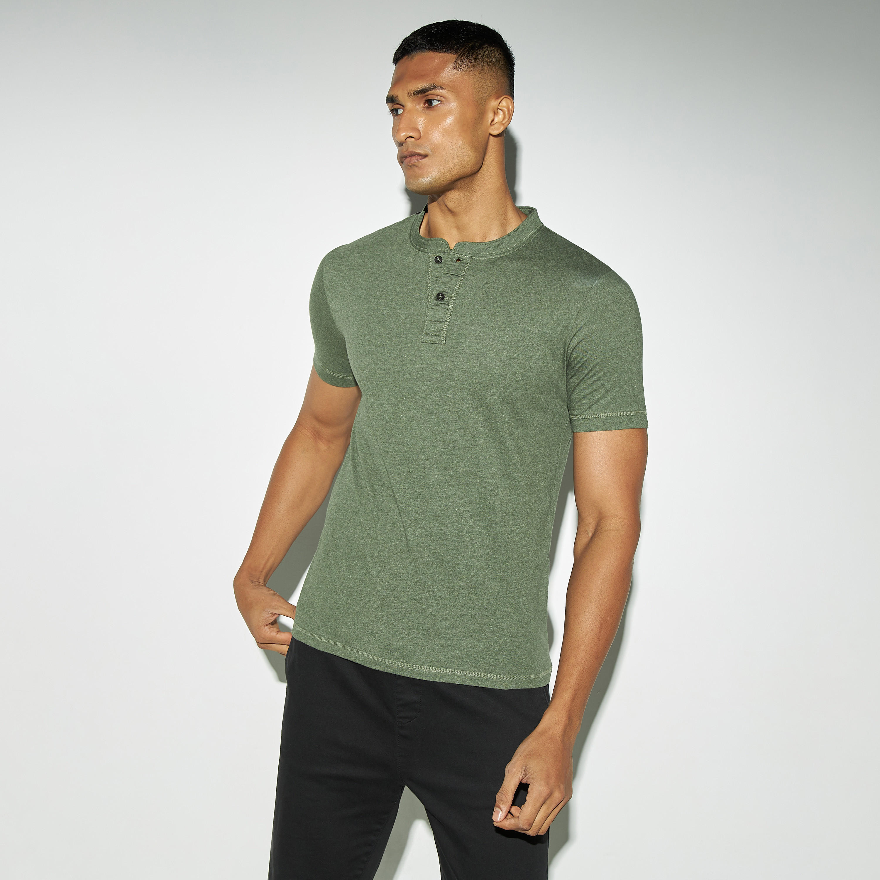 Solid Henley Neck T-shirt with Short Sleeves-men-clothing-tshirtsandpolos-tshirts-image-4
