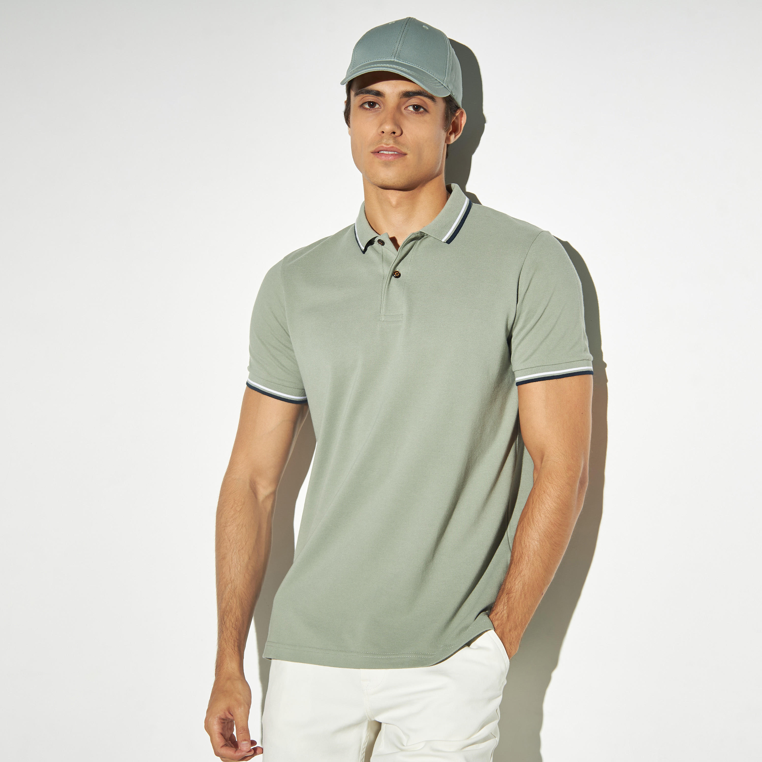 تيشيرت بولو سادة بأكمام قصيرة-men-clothing-tshirtsandpolos-polos-image-1