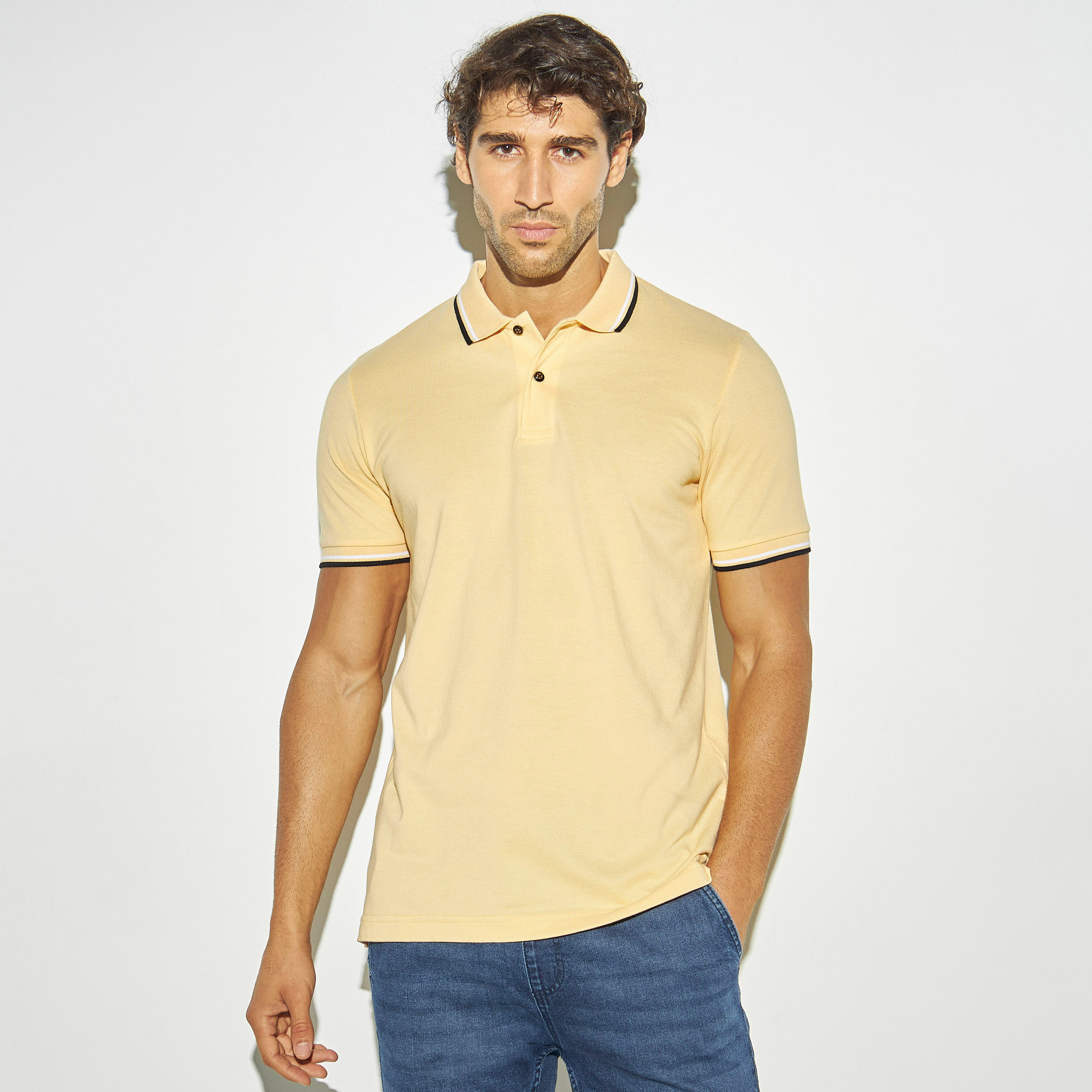 تيشيرت بولو سادة بأكمام قصيرة-men-clothing-tshirtsandpolos-polos-image-4