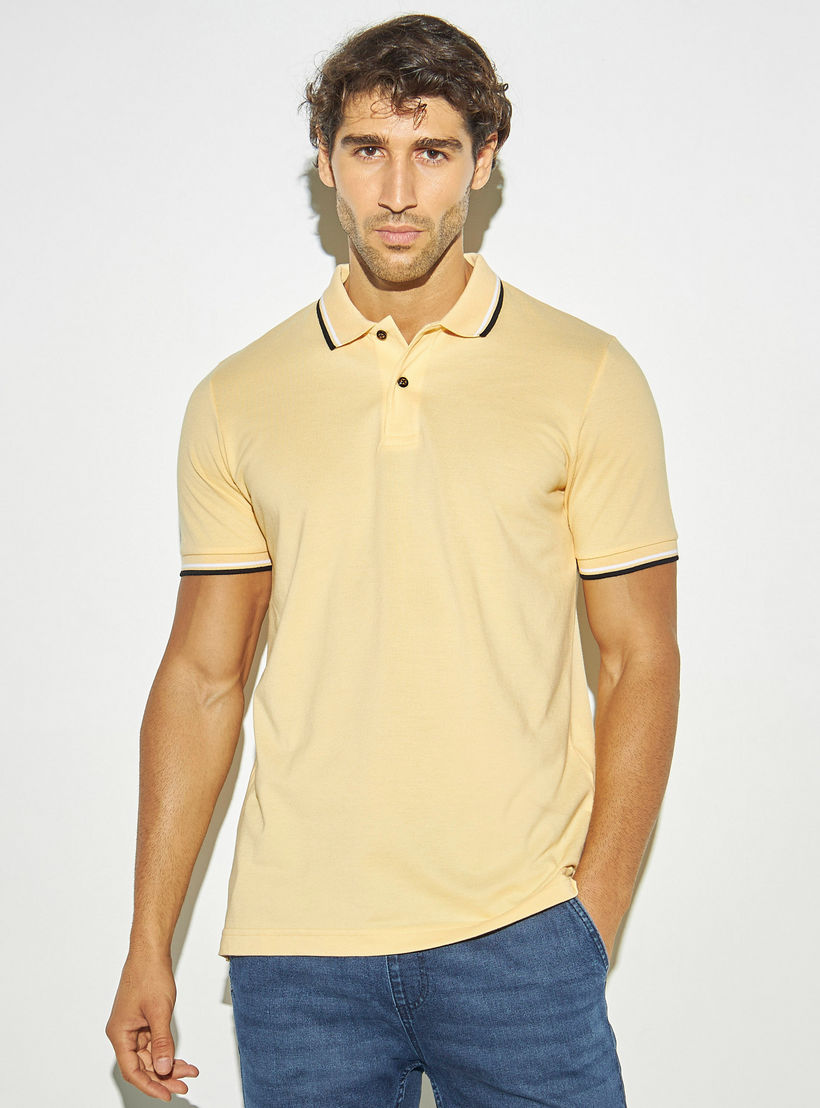 تيشيرت بولو سادة بأكمام قصيرة-men-clothing-tshirtsandpolos-polos-image-4