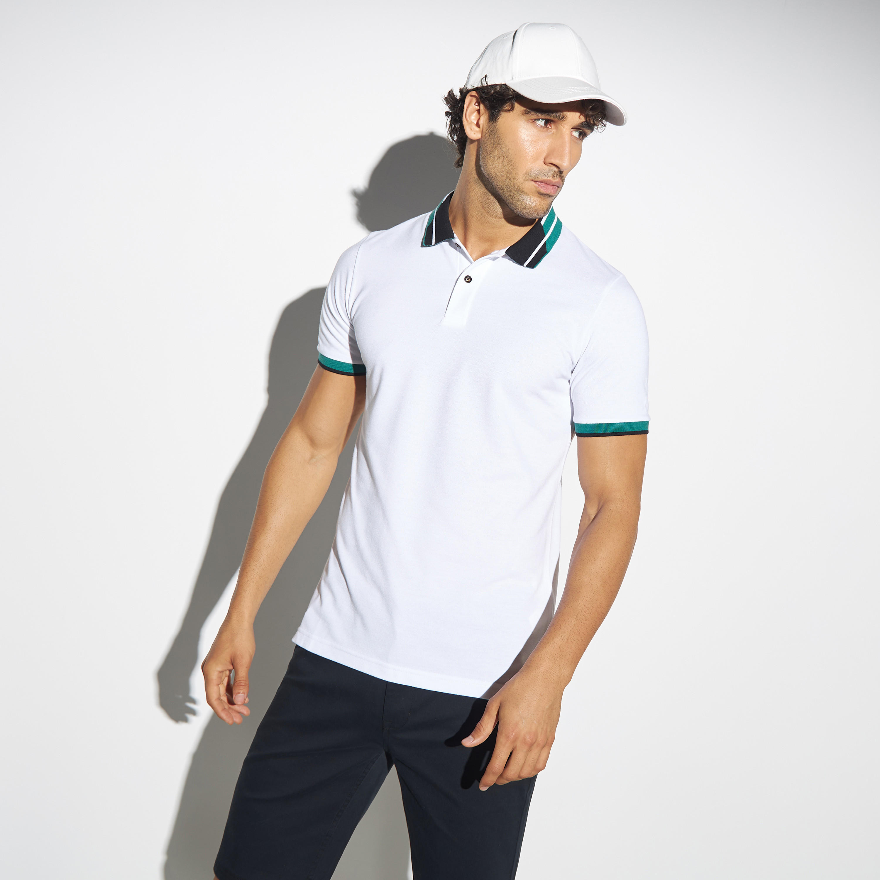 Solid Polo T-shirt with Short Sleeves-men-clothing-tshirtsandpolos-polos-image-1