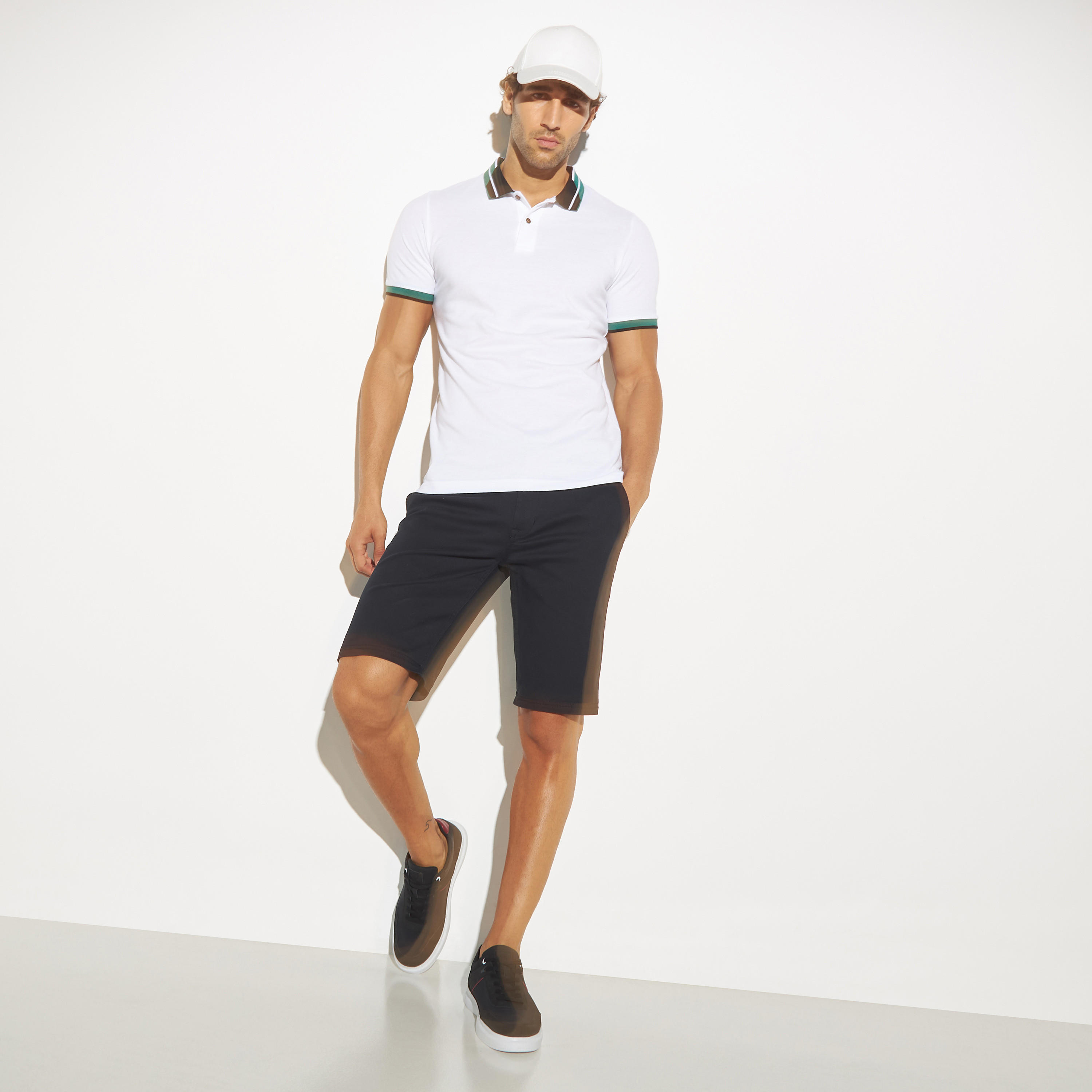 Solid Polo T-shirt with Short Sleeves-men-clothing-tshirtsandpolos-polos-image-2