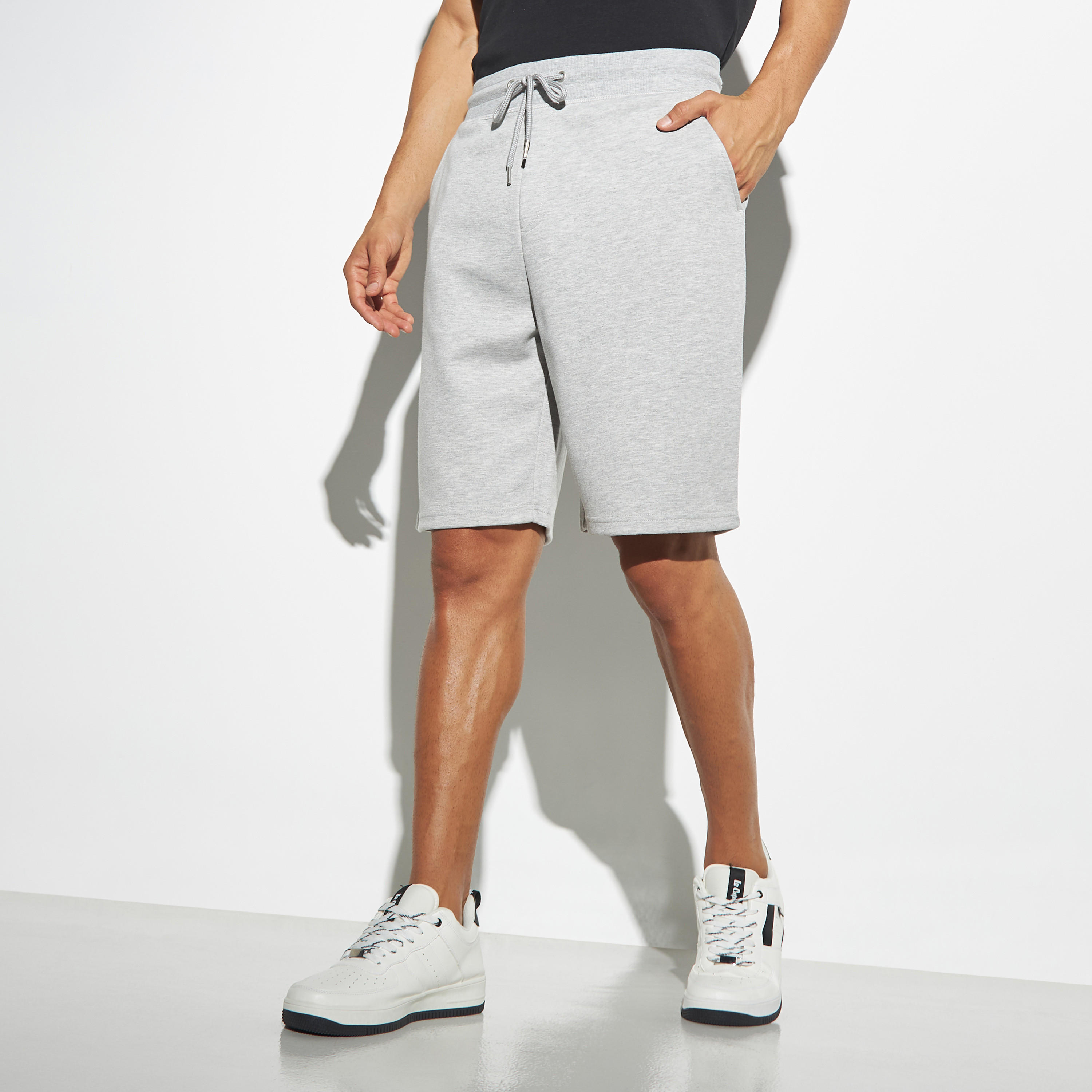 Solid Shorts with Drawstring Closure and Pockets-men-clothing-bottoms-shorts-image-1