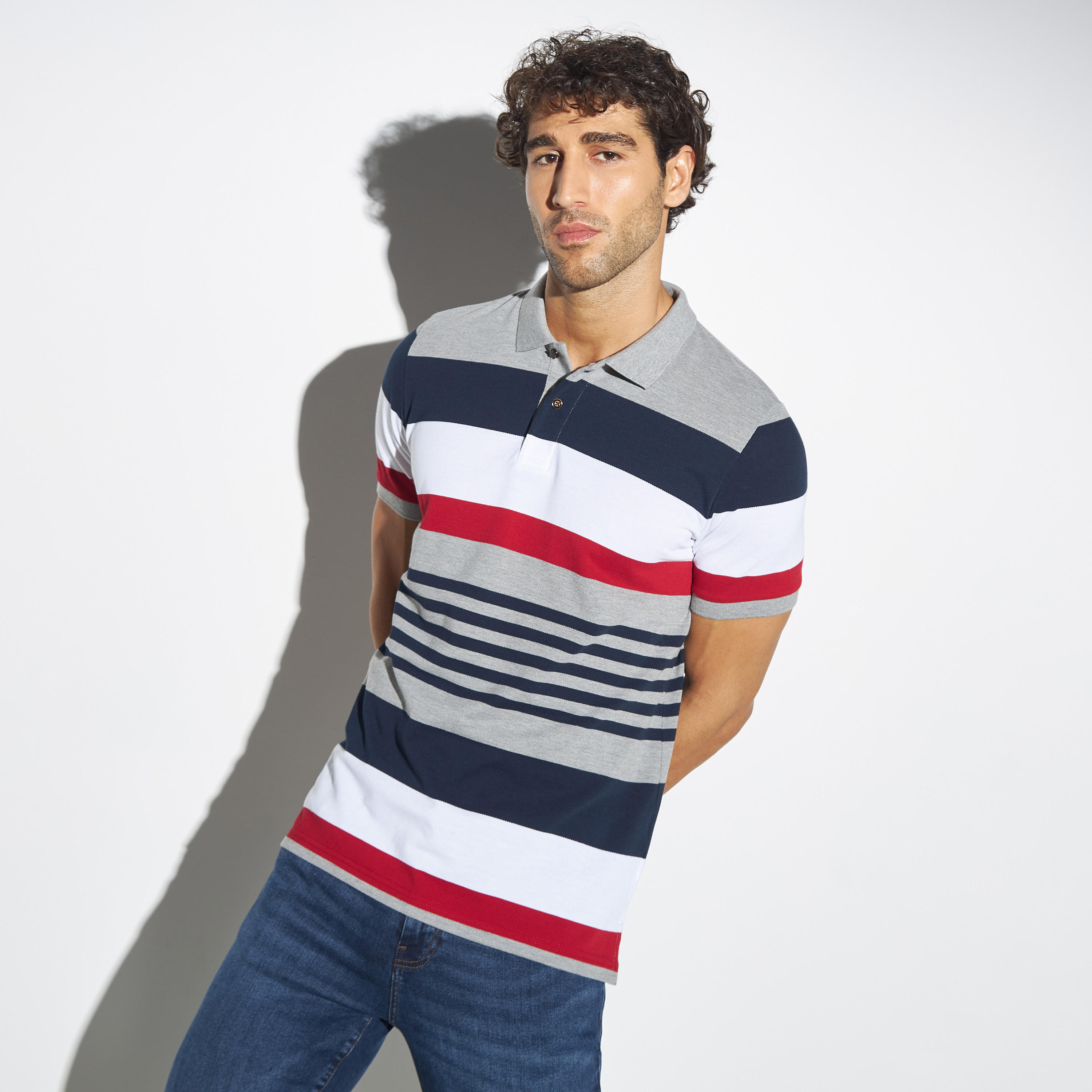 تيشيرت بولو مخطّط بأكمام قصيرة-men-clothing-tshirtsandpolos-polos-image-1