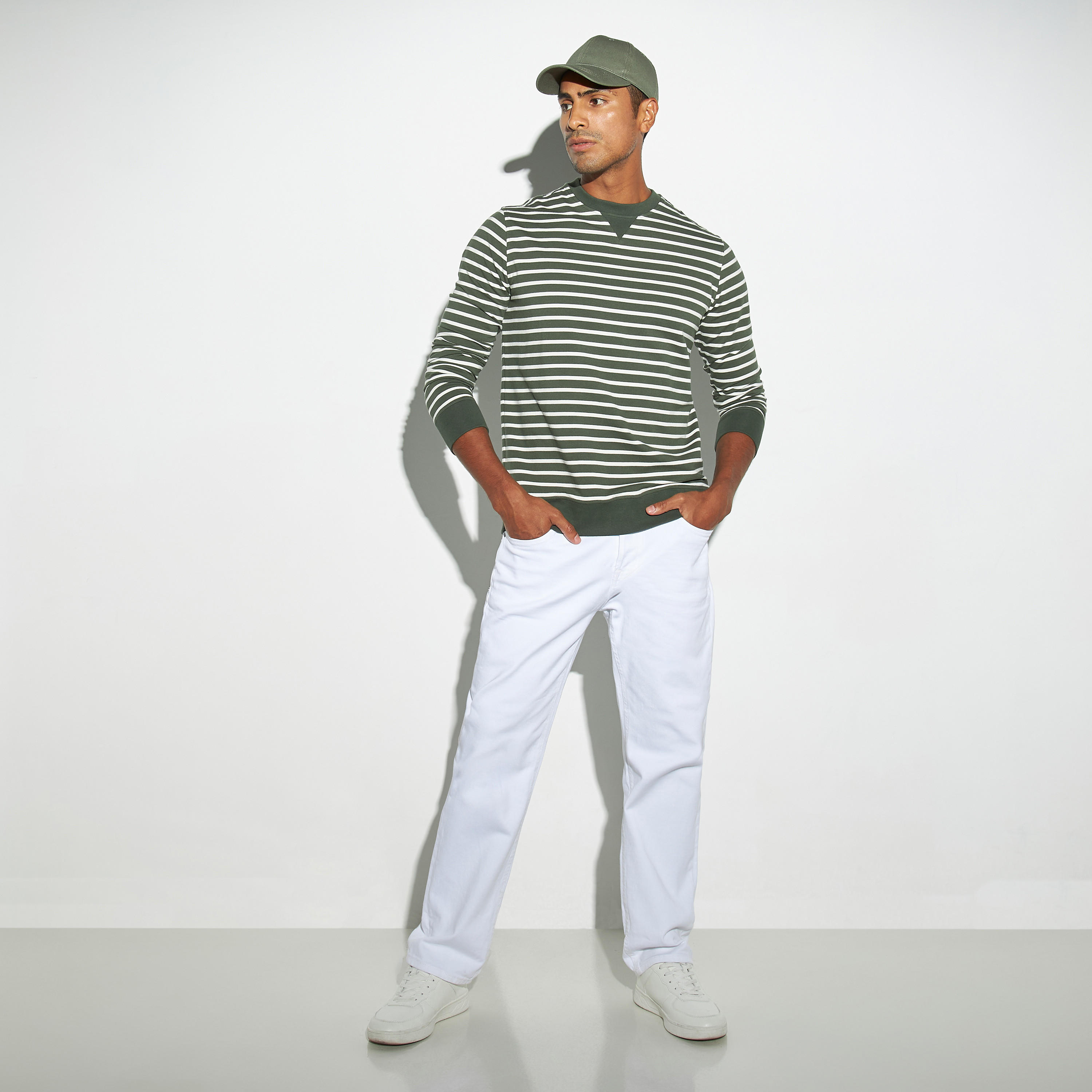 Striped Crew Neck Sweatshirt with Long Sleeves-men-winterwear-hoodiesandsweatshirts-image-2