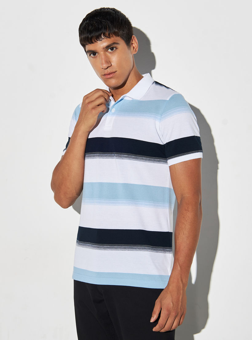 تيشيرت بولو جاكارد مخطط بأكمام قصيرة-men-clothing-tshirtsandpolos-polos-image-1