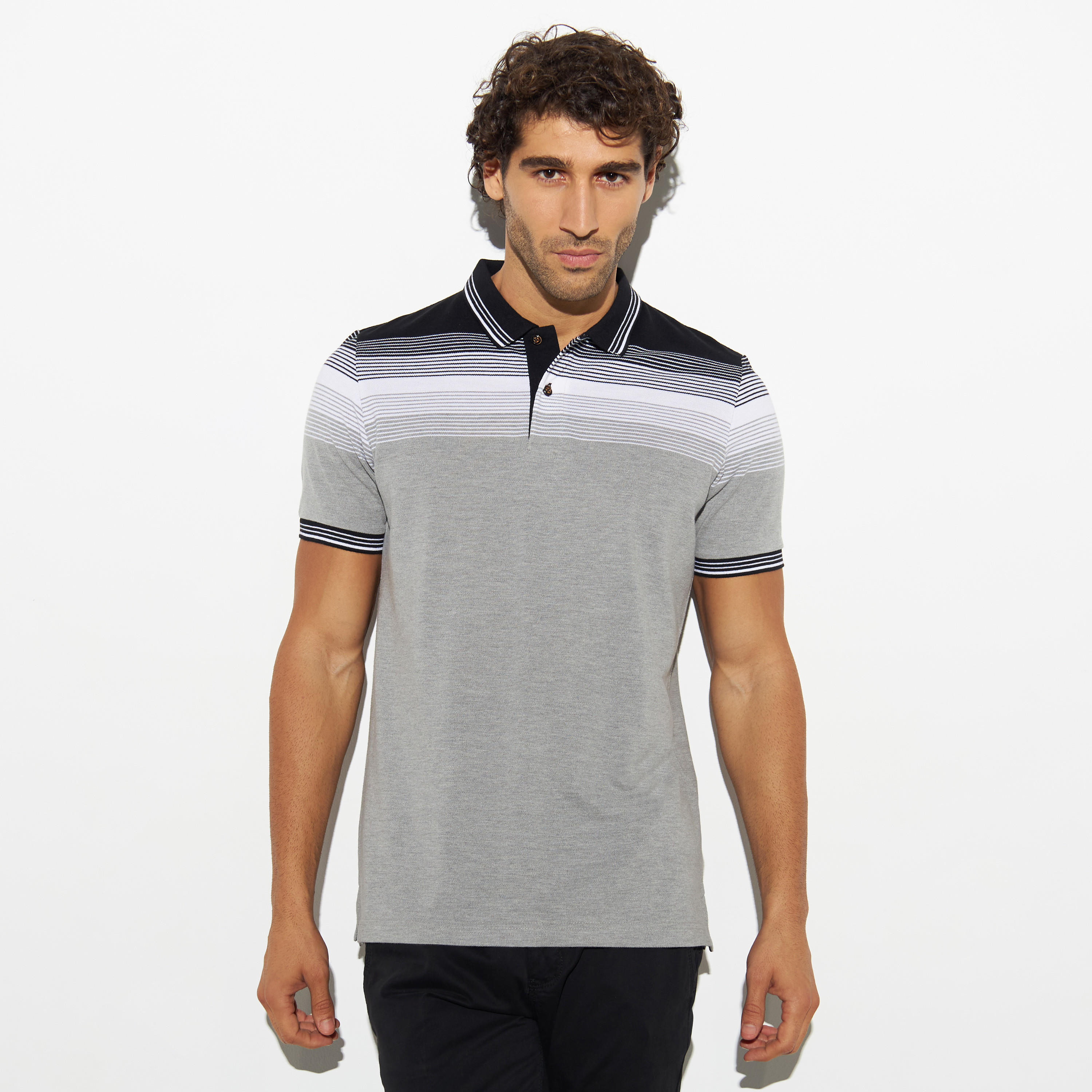 تيشيرت بولو مقلم بأكمام قصيرة-men-clothing-tshirtsandpolos-polos-image-1