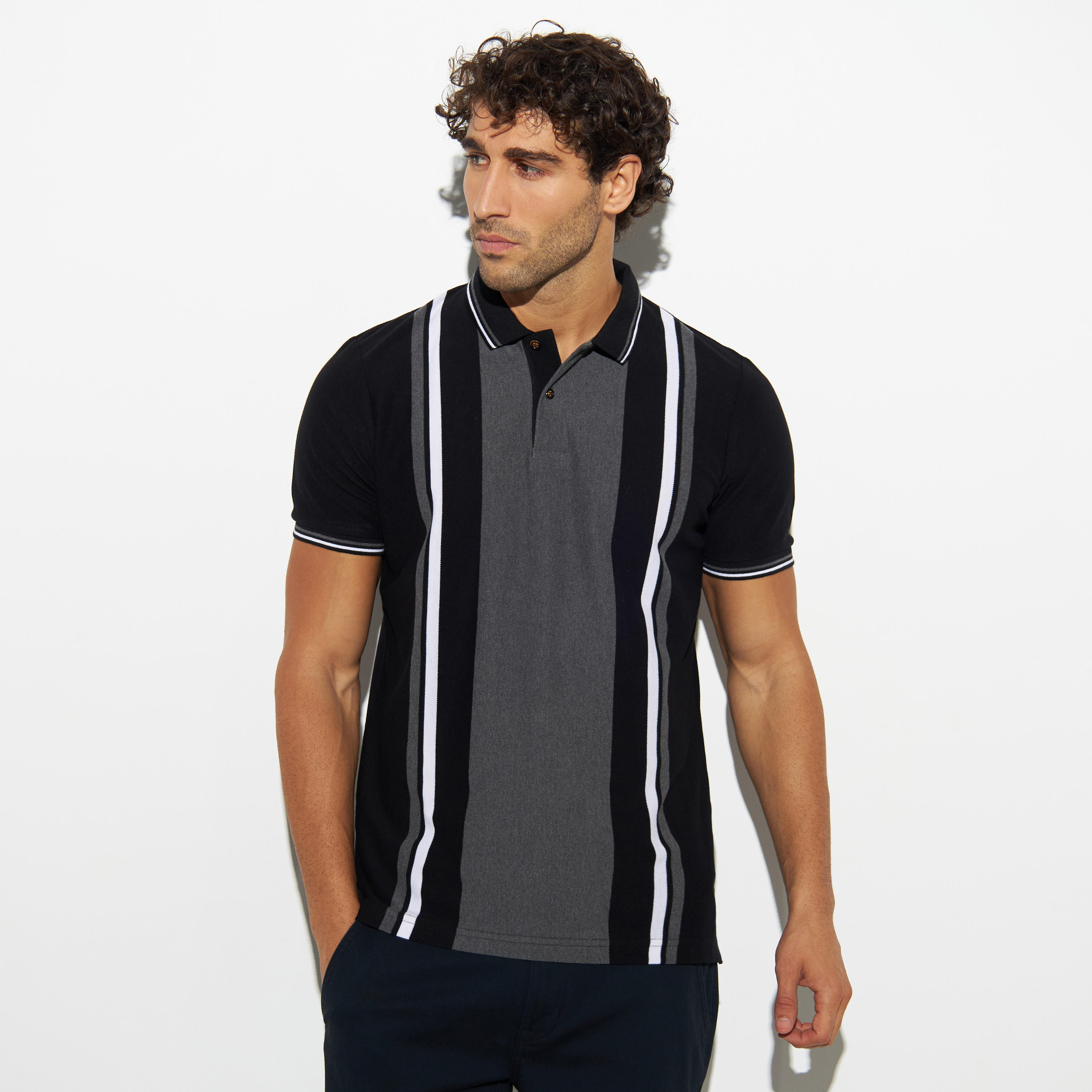 تيشيرت بولو مقلم بأكمام قصيرة-men-clothing-tshirtsandpolos-polos-image-1