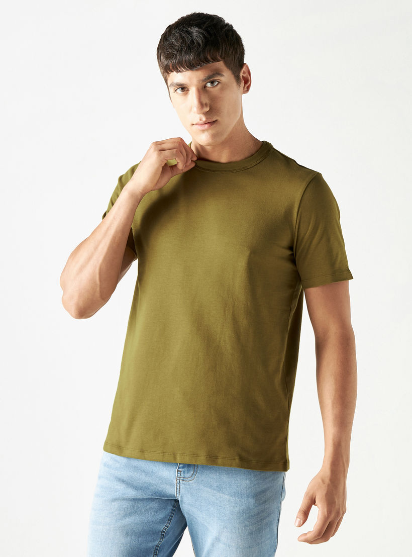Crew Neck T-shirt with Short Sleeves-men-clothing-tshirtsandpolos-tshirts-image-1