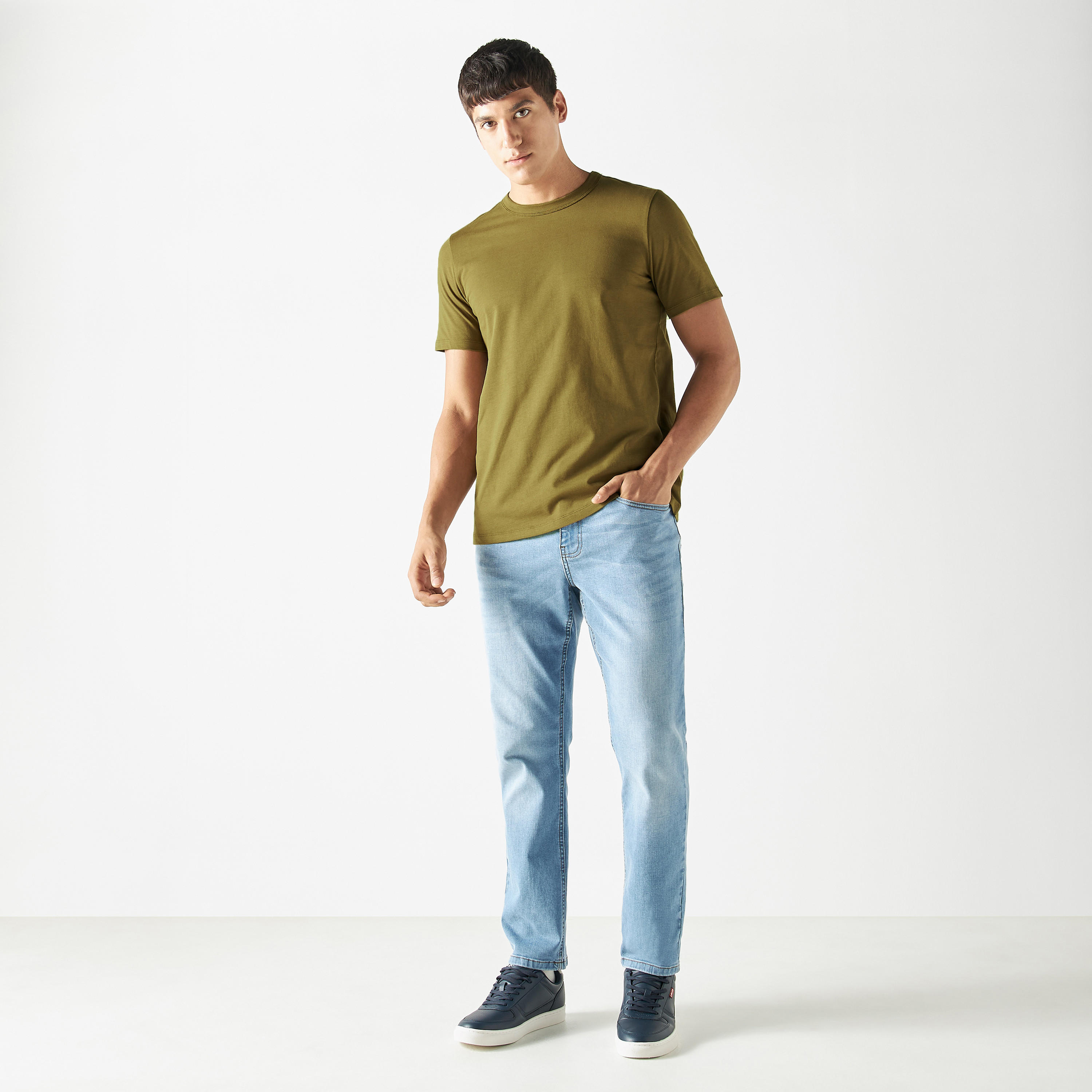 Crew Neck T-shirt with Short Sleeves-men-clothing-tshirtsandpolos-tshirts-image-2