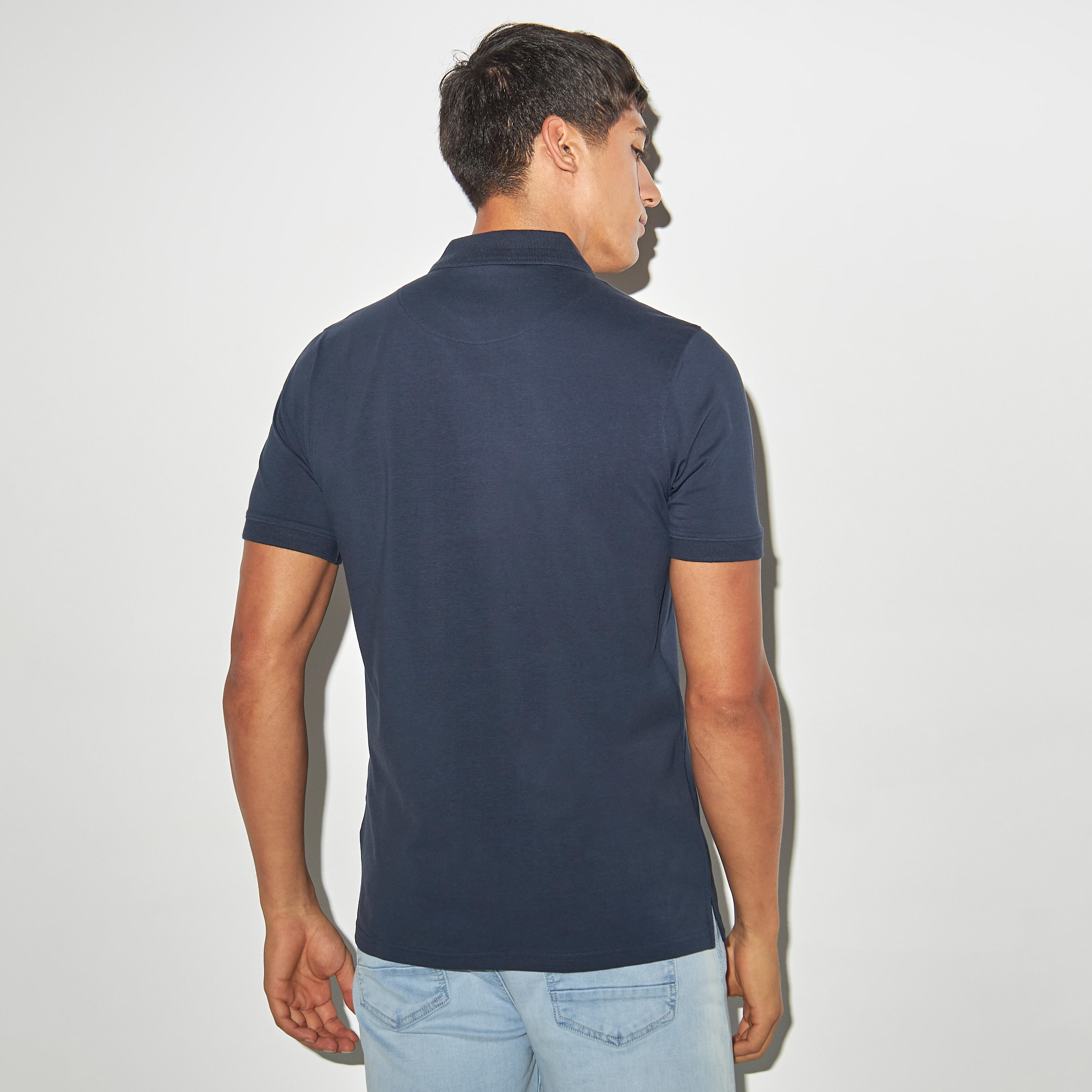 Solid Jersey Polo T-shirt with Short Sleeves-men-clothing-tshirtsandpolos-polos-image-3