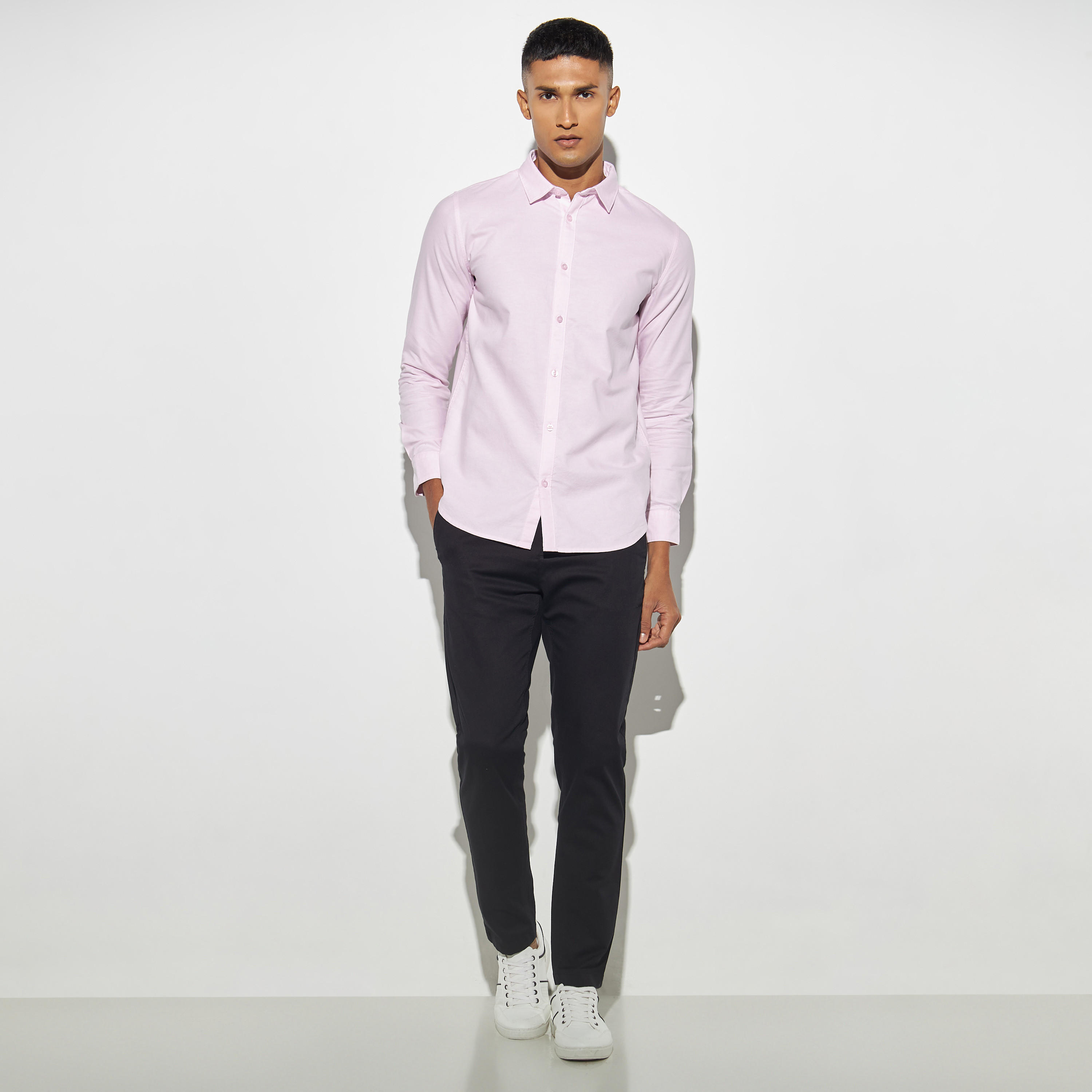 Solid Shirt with Long Sleeves-men-clothing-shirts-image-2