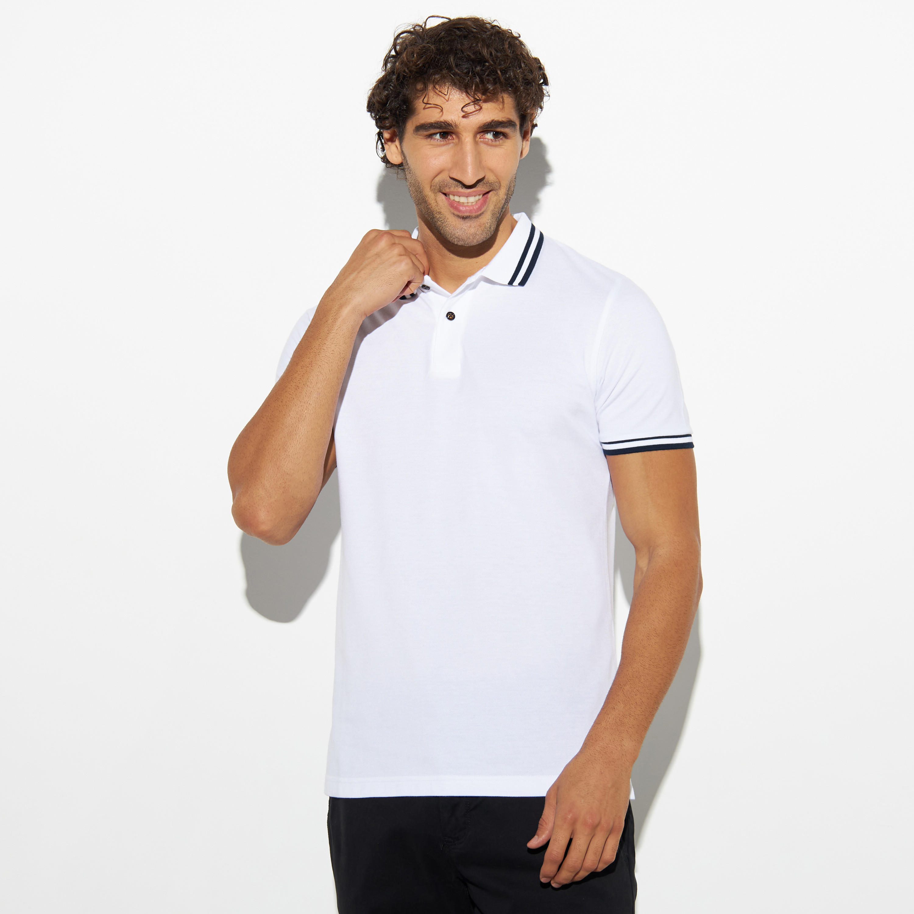 Tipping Detail Polo T-shirt with Short Sleeves-men-clothing-tshirtsandpolos-polos-image-1