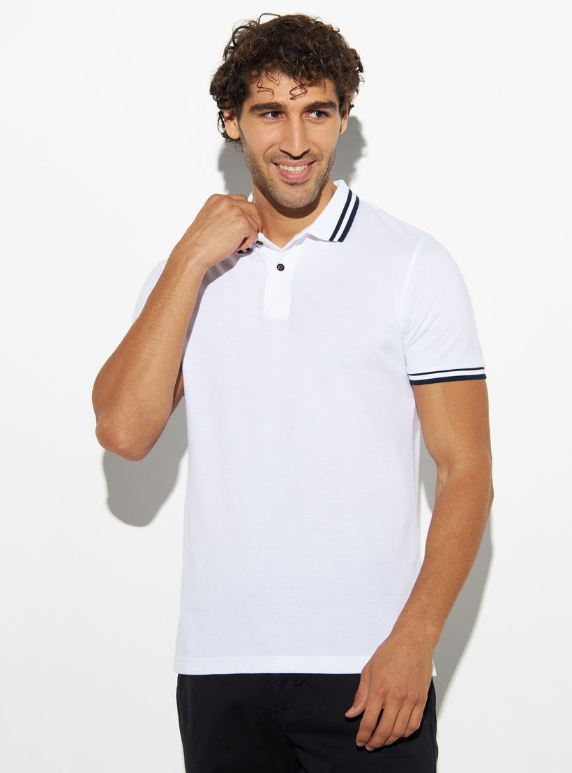 Tipping Detail Polo T-shirt with Short Sleeves-men-clothing-tshirtsandpolos-polos-image-1