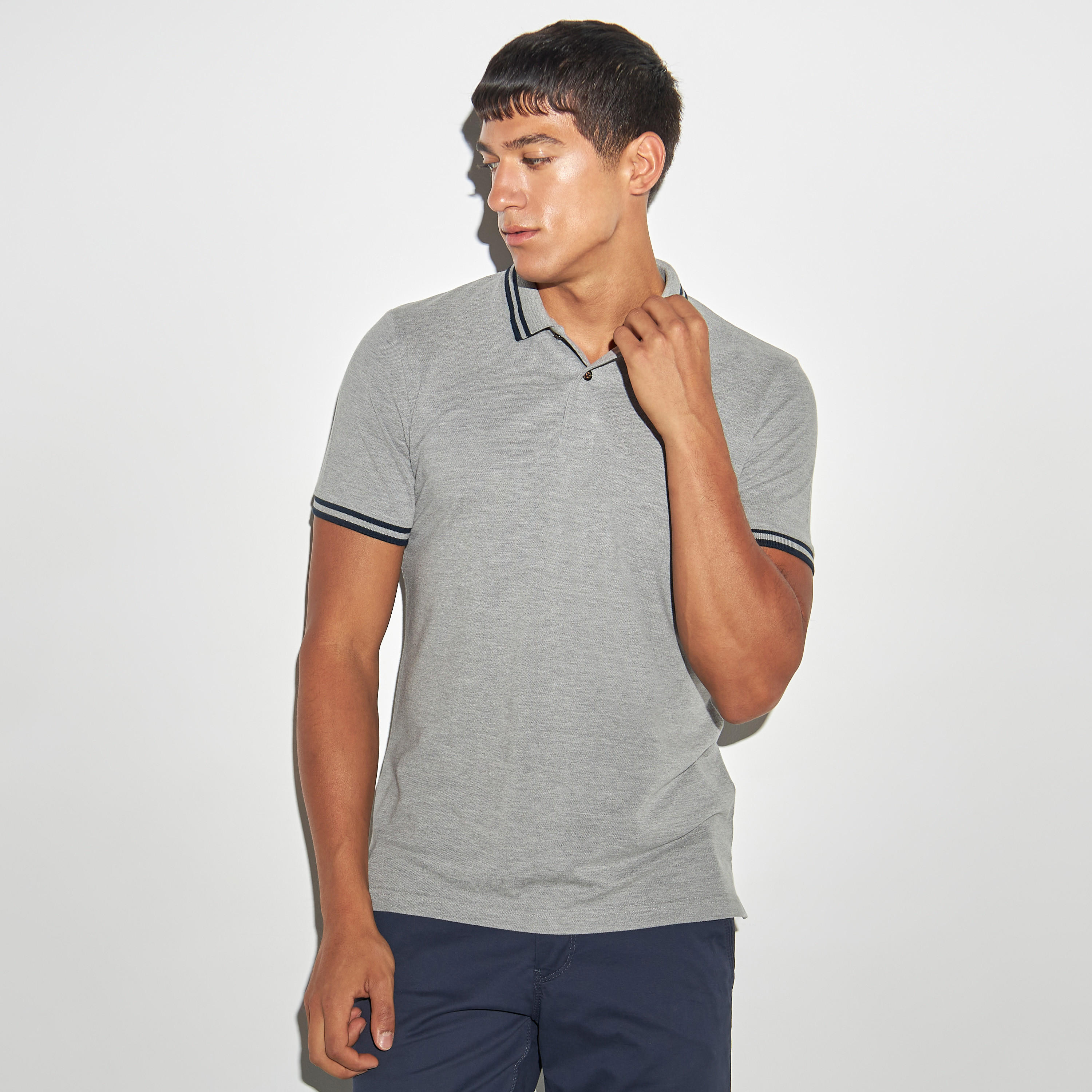 تيشيرت بولو سادة بأكمام قصيرة-men-clothing-tshirtsandpolos-polos-image-4