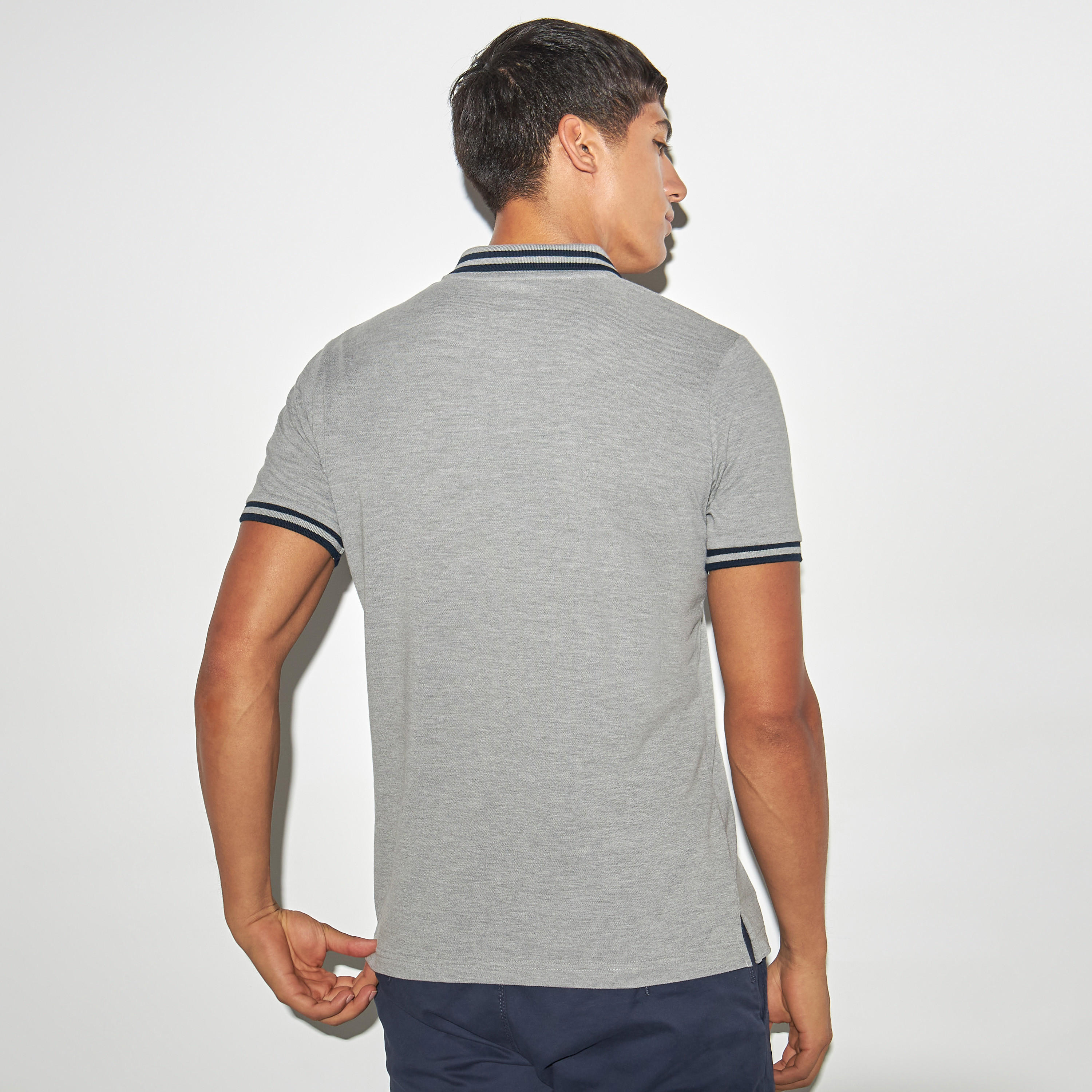 تيشيرت بولو سادة بأكمام قصيرة-men-clothing-tshirtsandpolos-polos-image-2