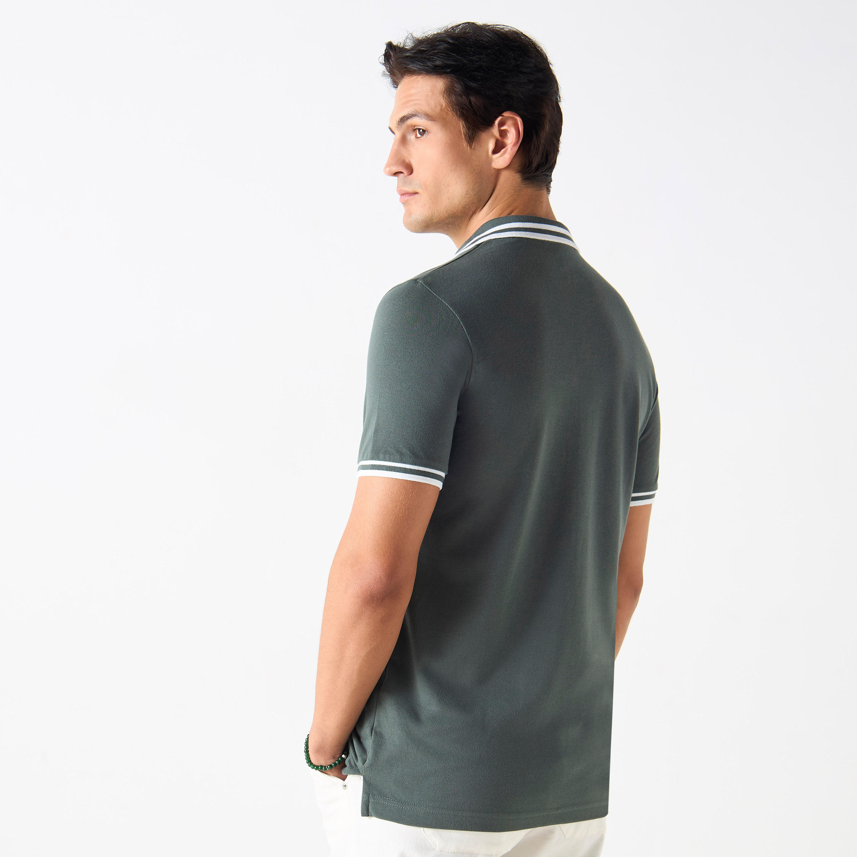 تيشيرت بولو سادة بأكمام قصيرة وأزرار-men-clothing-tshirtsandpolos-polos-image-3