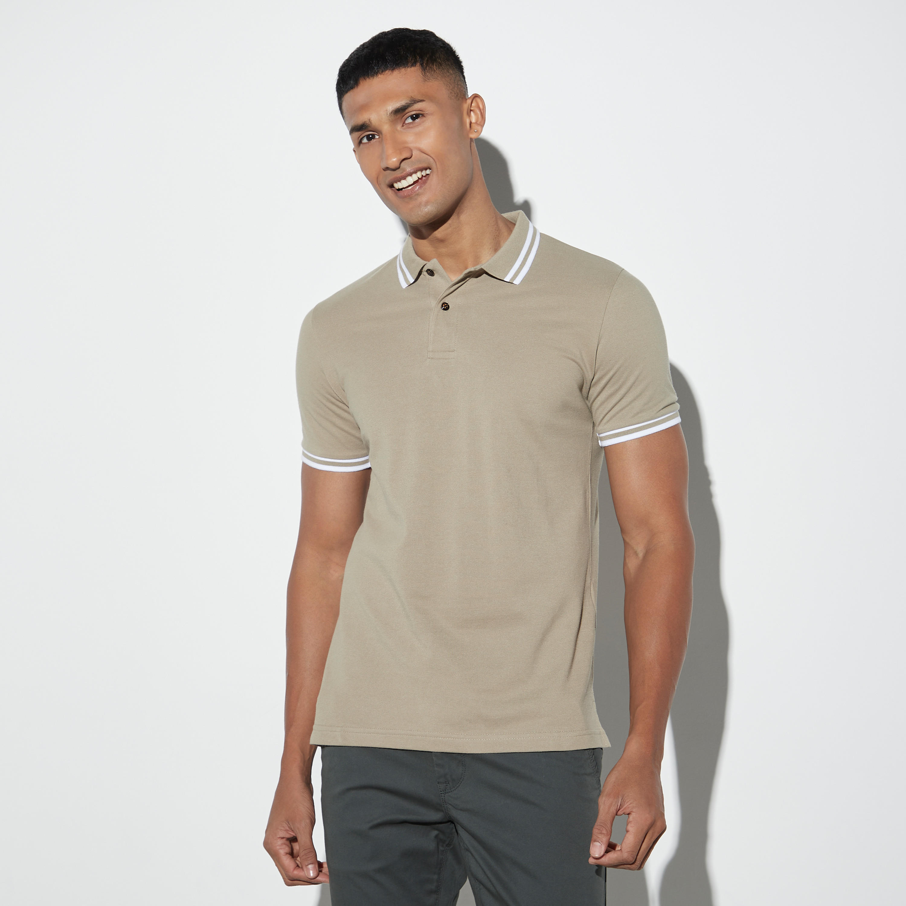 Solid Polo T-shirt with Short Sleeves-men-clothing-tshirtsandpolos-polos-image-1