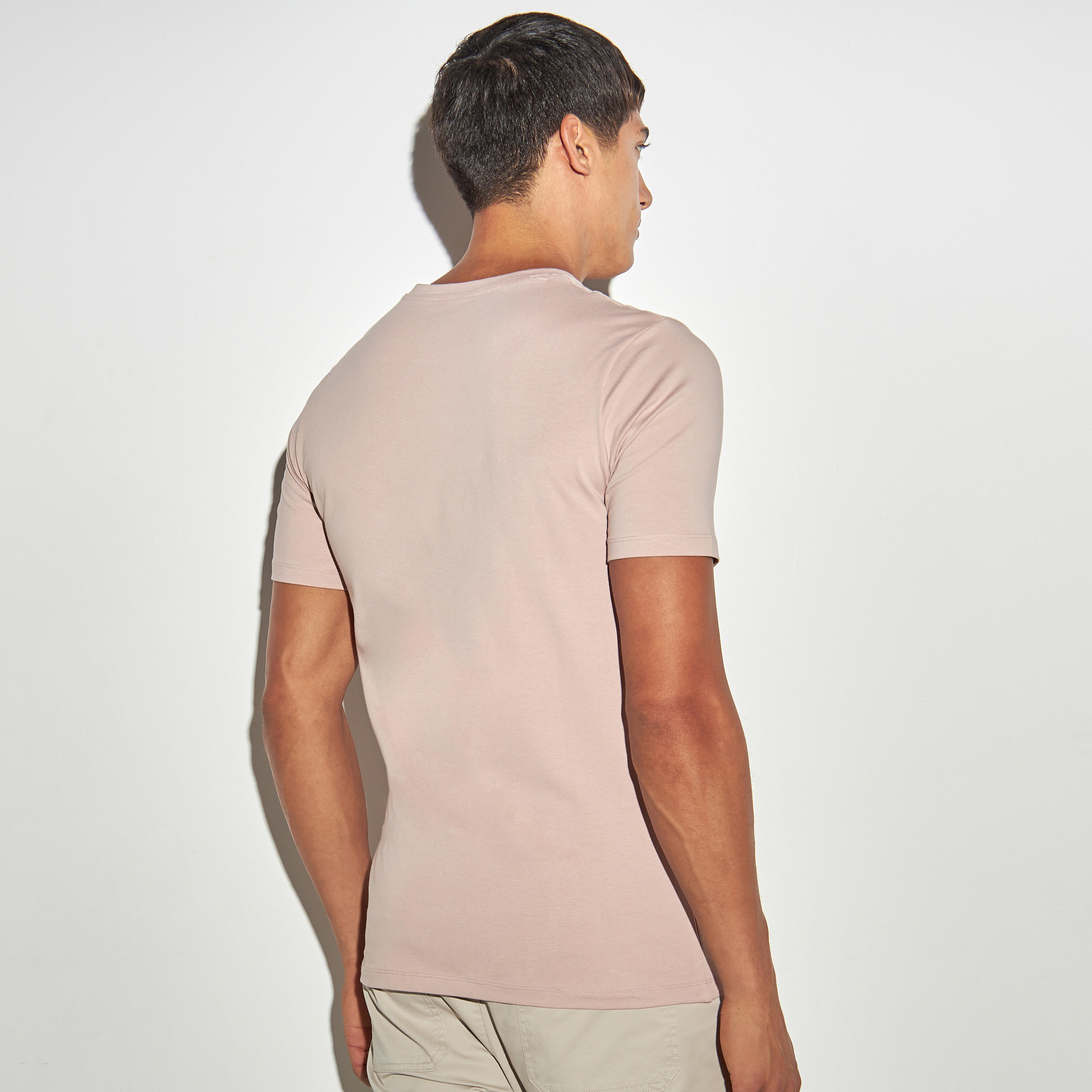 Solid Crew Neck T-shirt with Short Sleeves-men-clothing-tshirtsandpolos-tshirts-image-3
