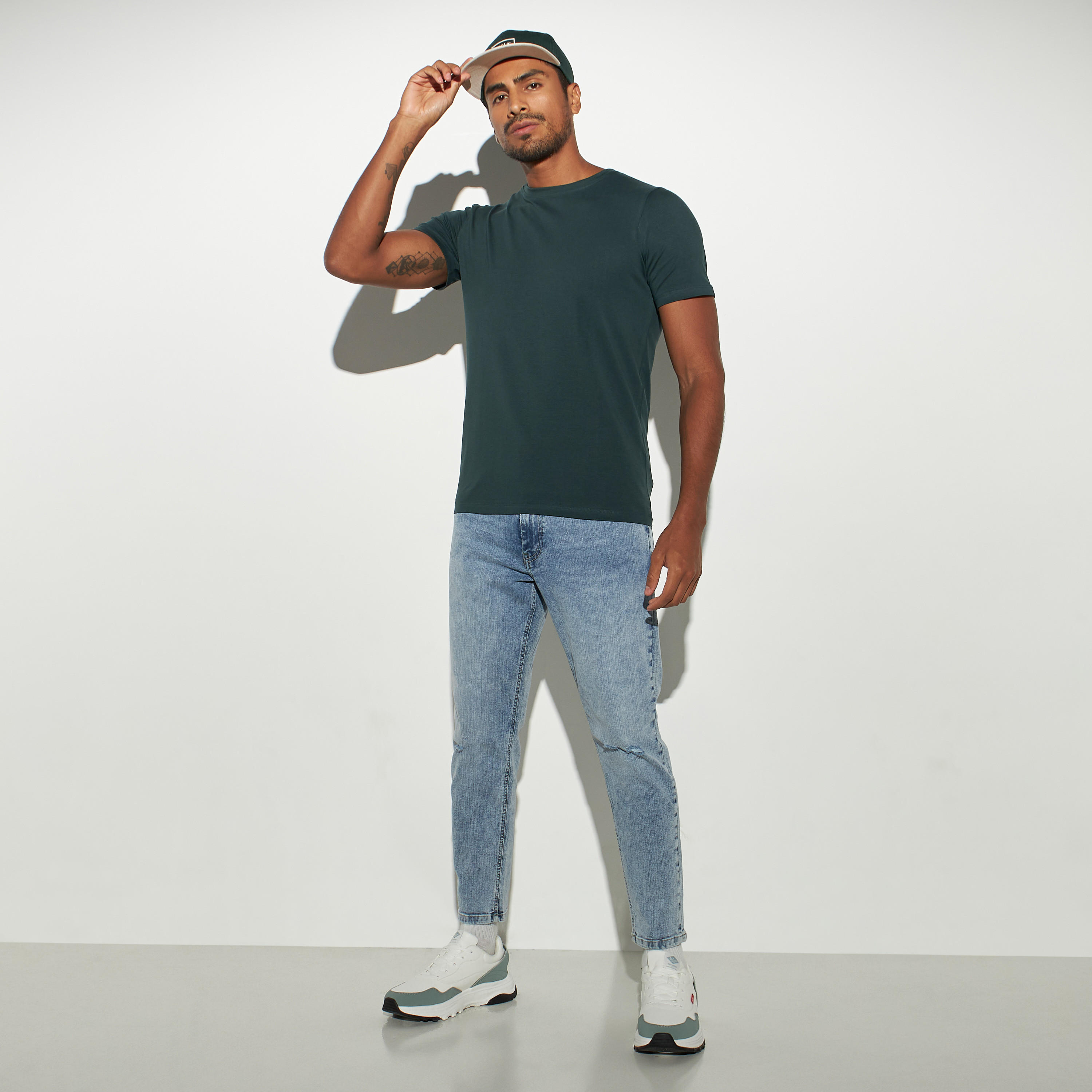 Solid Crew Neck T-shirt with Short Sleeves-men-clothing-tshirtsandpolos-tshirts-image-2