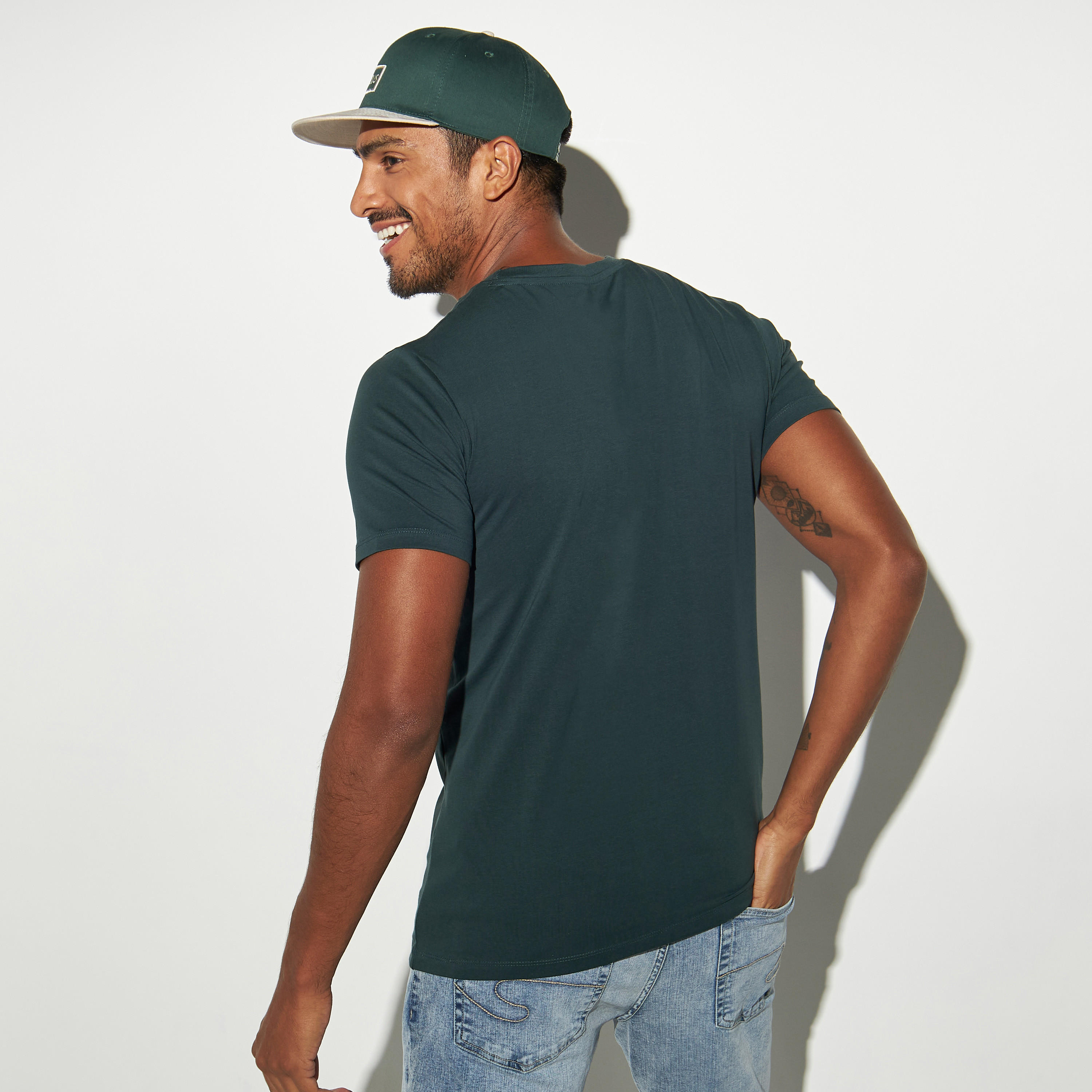 Solid Crew Neck T-shirt with Short Sleeves-men-clothing-tshirtsandpolos-tshirts-image-3