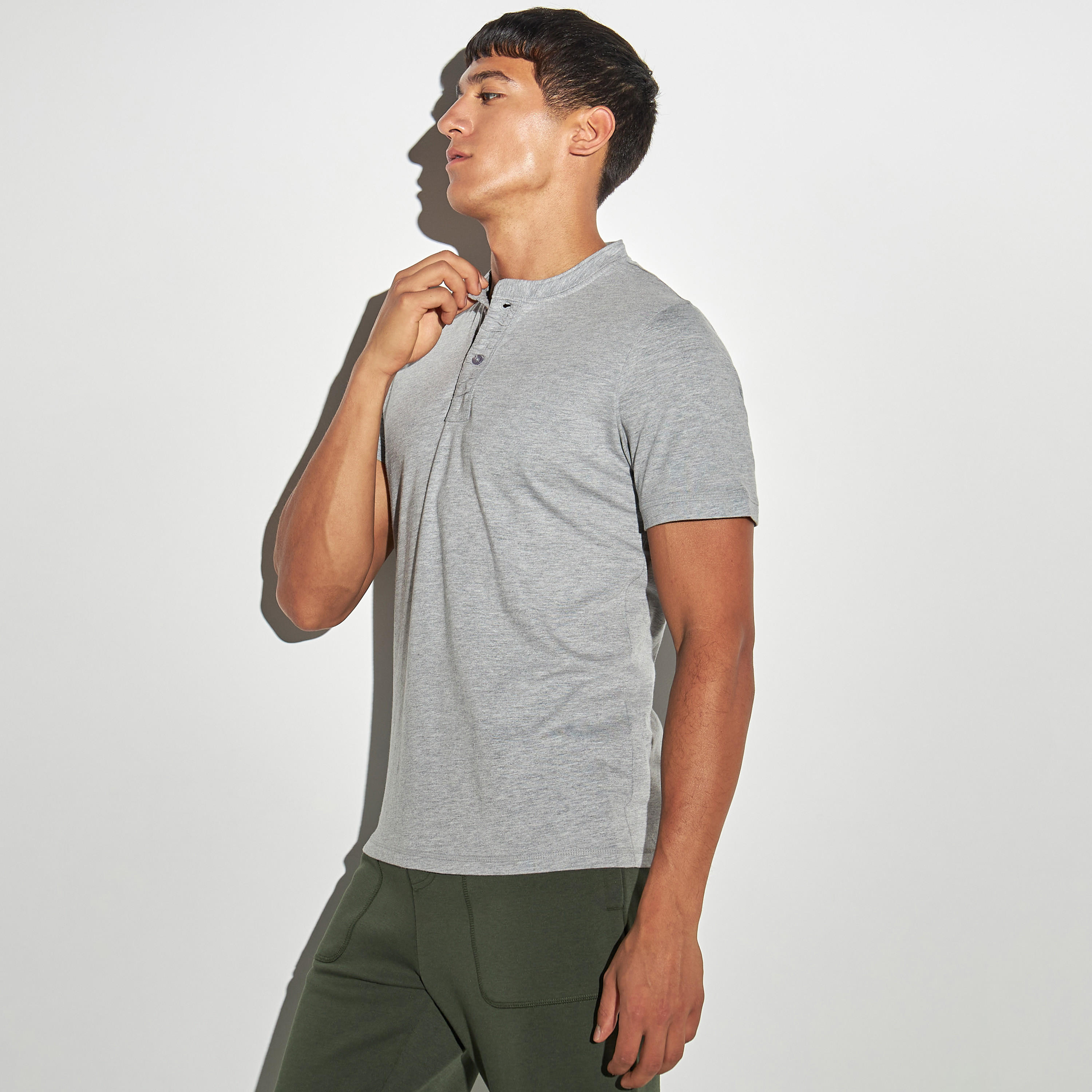Solid Henley Neck T-shirt with Short Sleeves-men-clothing-tshirtsandpolos-tshirts-image-1