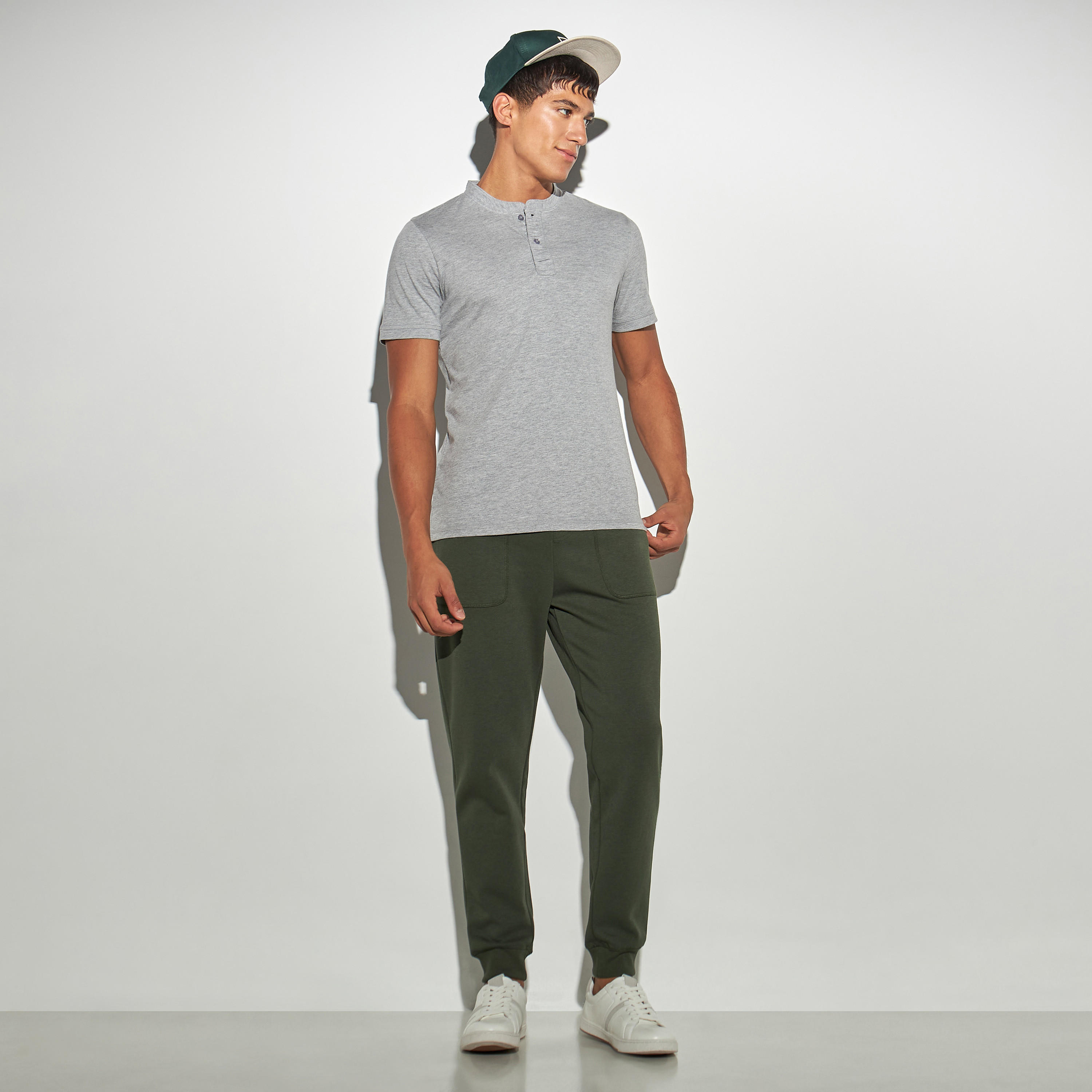 Solid Henley Neck T-shirt with Short Sleeves-men-clothing-tshirtsandpolos-tshirts-image-2