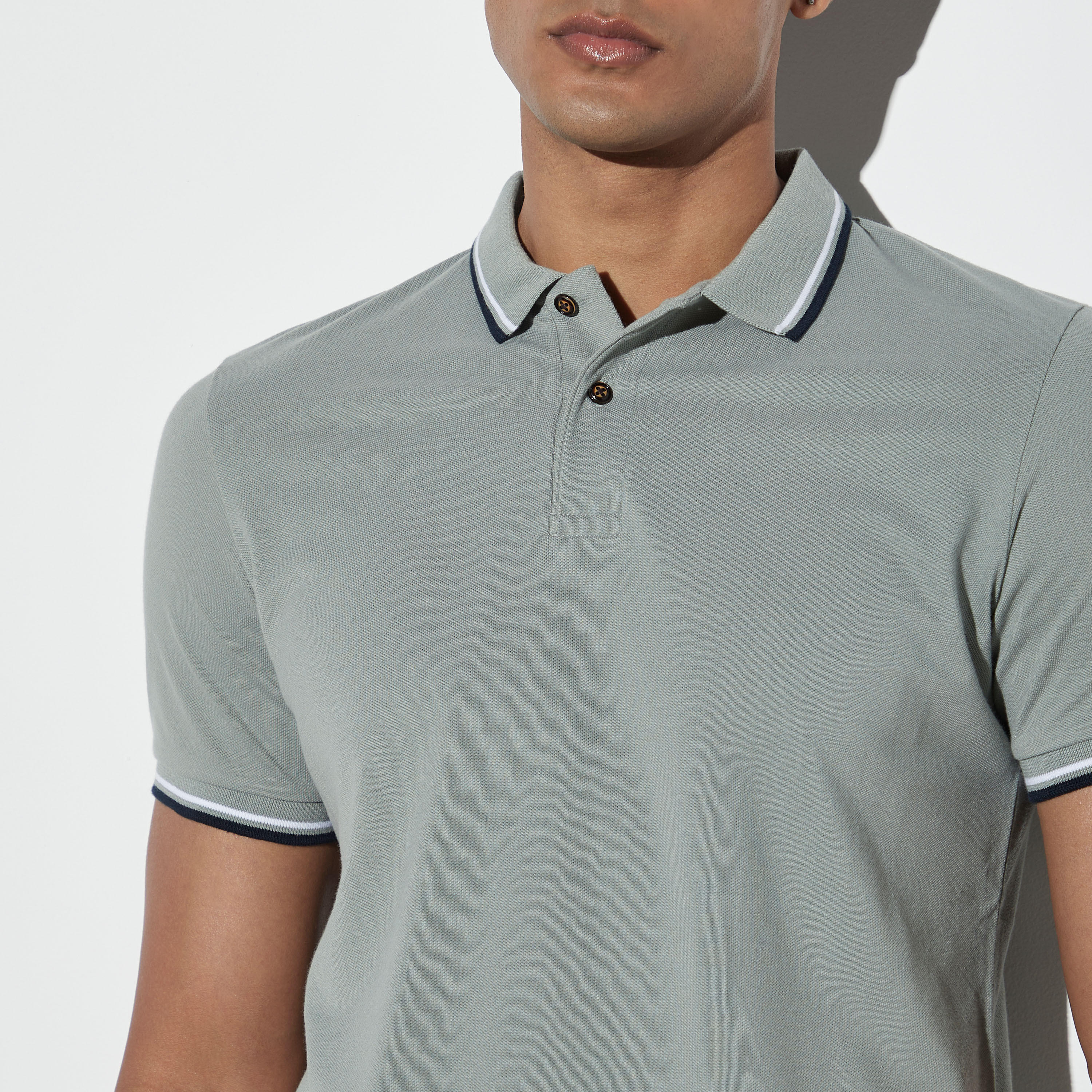 Solid Polo T-shirt with Short Sleeves-men-clothing-tshirtsandpolos-polos-image-4