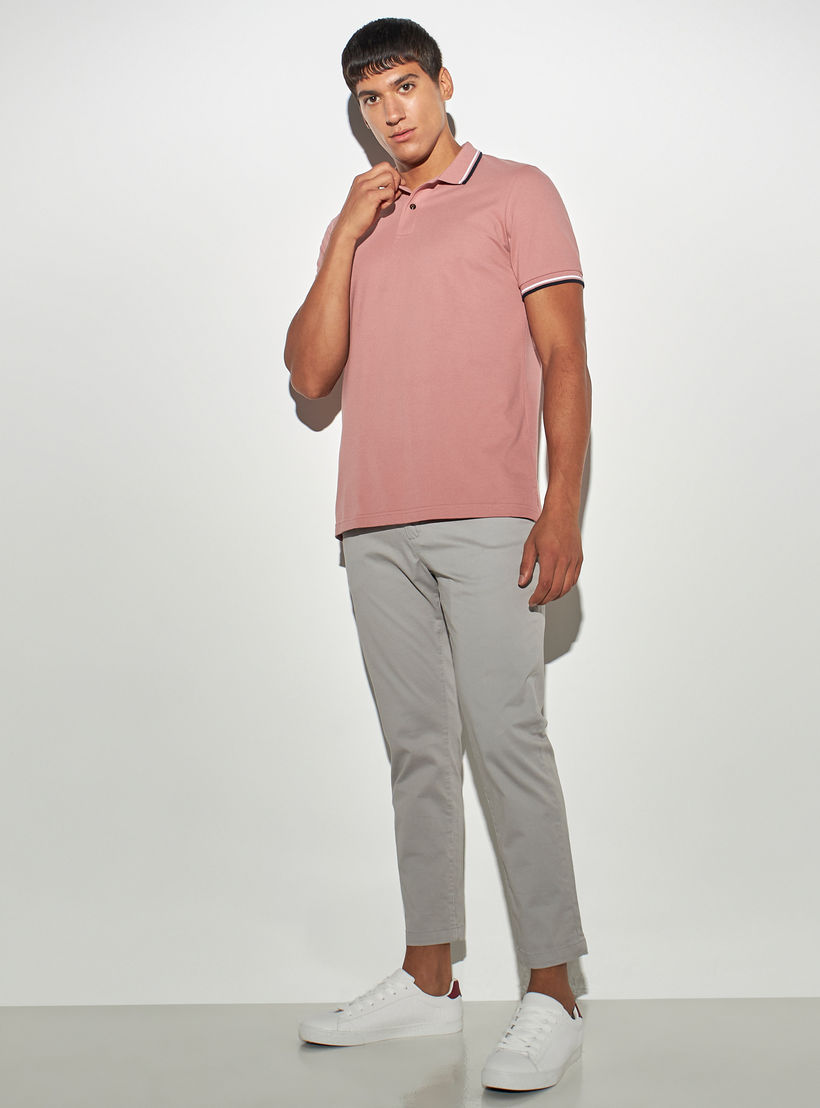 Solid Polo T-shirt with Short Sleeves and Tipping Detail-men-clothing-tshirtsandpolos-polos-image-2