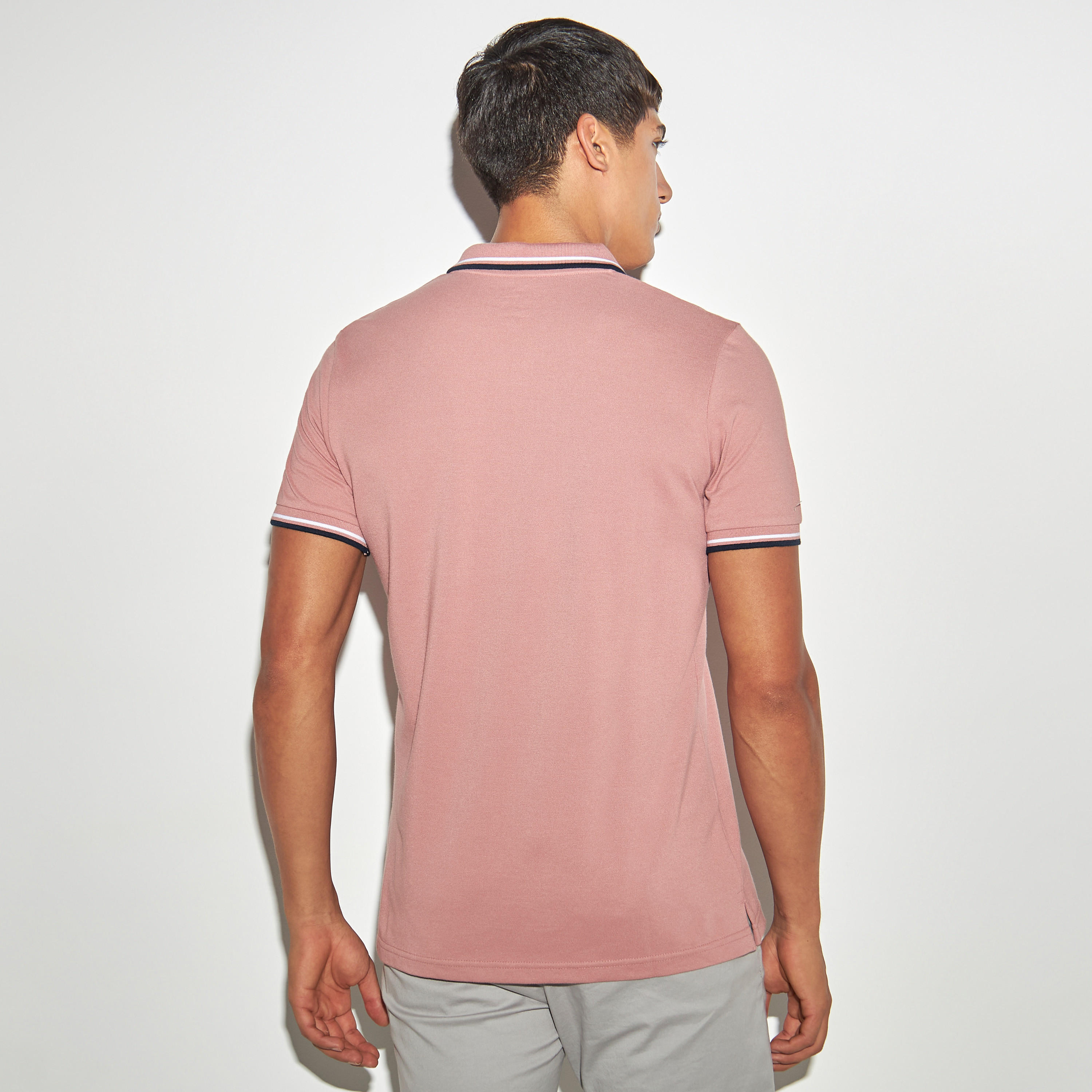 Solid Polo T-shirt with Short Sleeves and Tipping Detail-men-clothing-tshirtsandpolos-polos-image-3