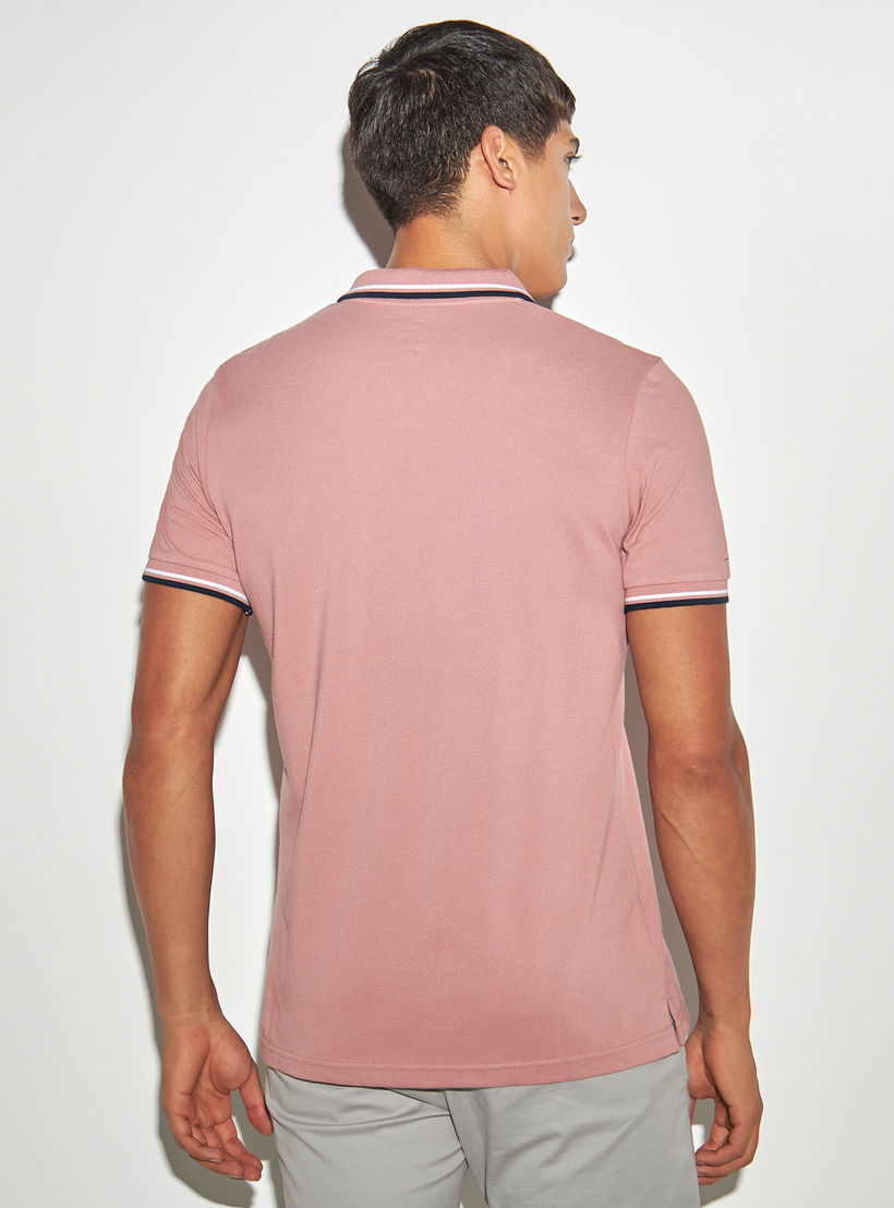 Solid Polo T-shirt with Short Sleeves and Tipping Detail-men-clothing-tshirtsandpolos-polos-image-3