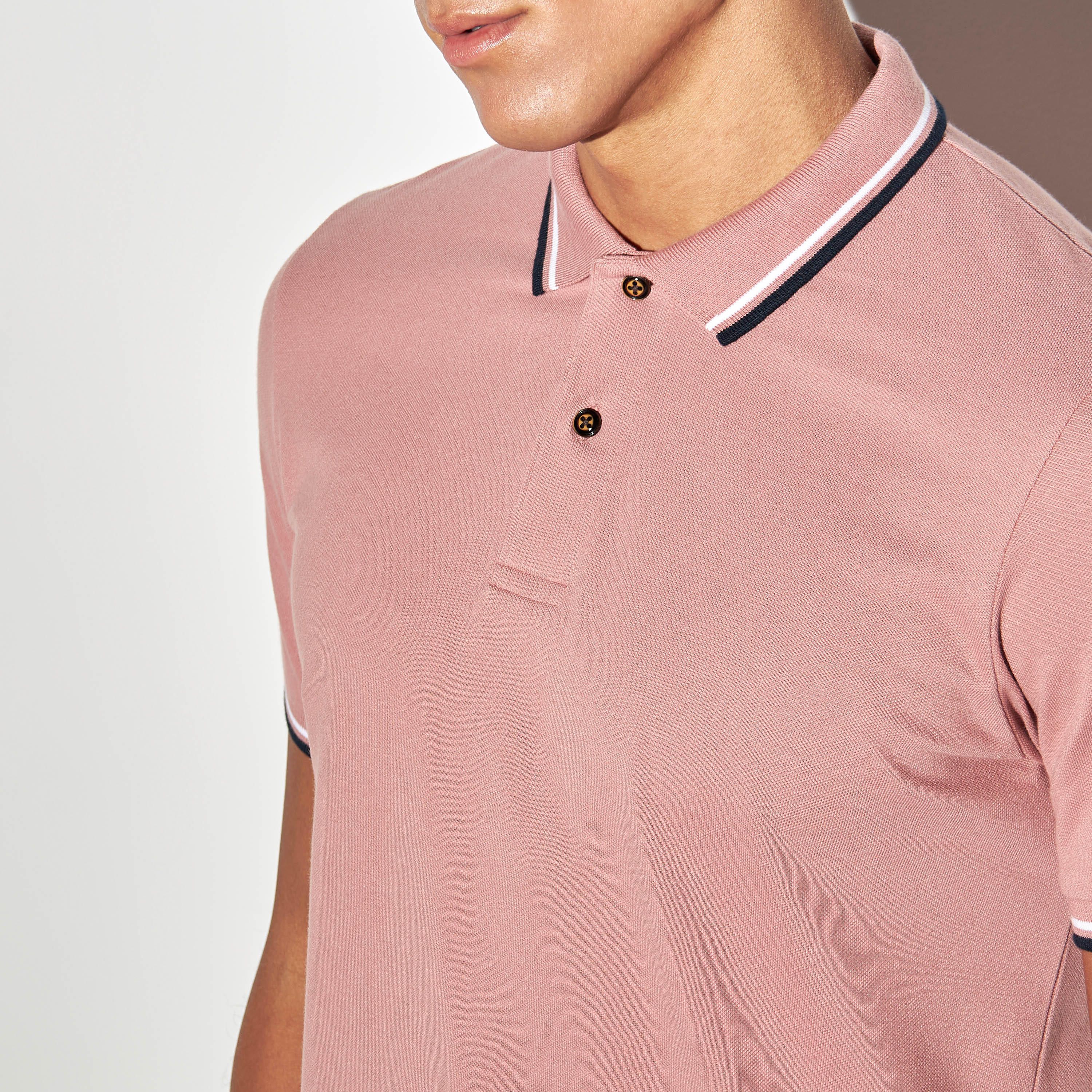 Solid Polo T-shirt with Short Sleeves and Tipping Detail-men-clothing-tshirtsandpolos-polos-image-4