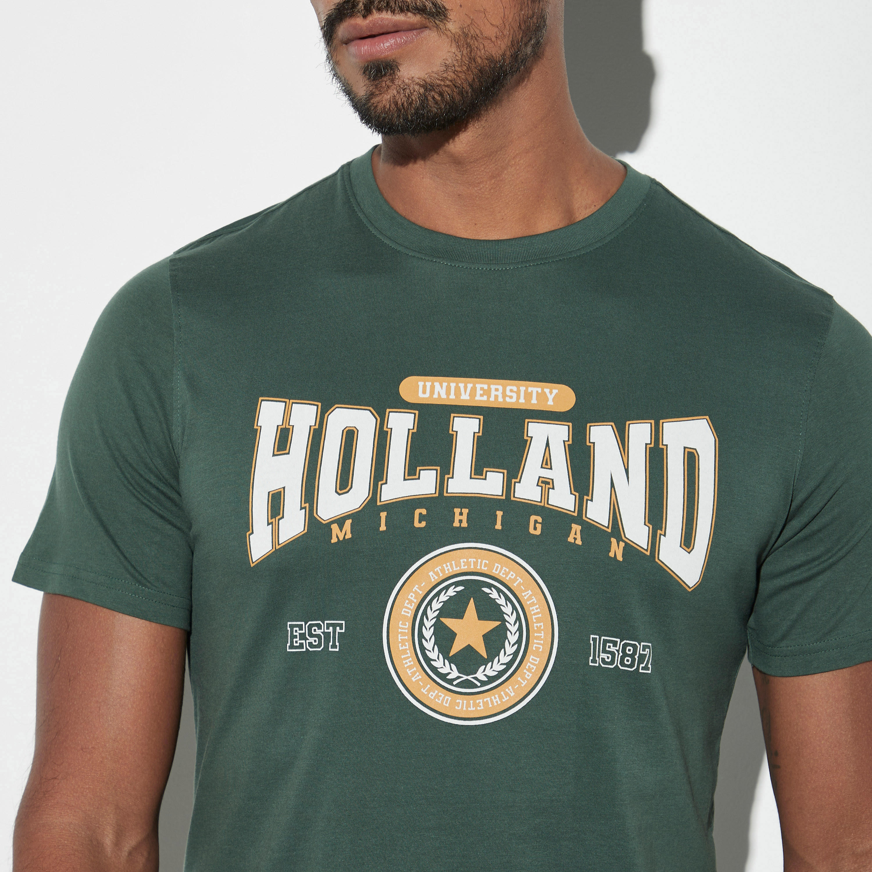 Graphic Print T-shirt with Crew Neck and Short Sleeves-men-clothing-tshirtsandpolos-tshirts-image-4