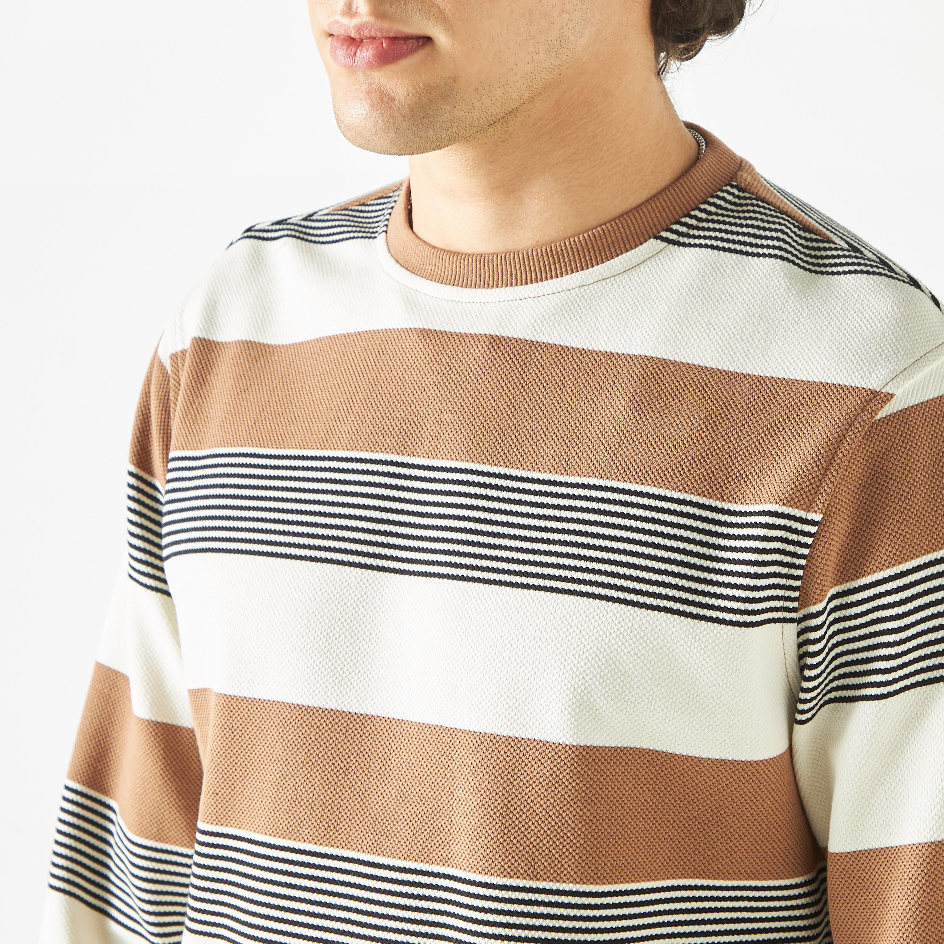 Striped Sweatshirt with Long Sleeves-men-winterwear-hoodiesandsweatshirts-image-4
