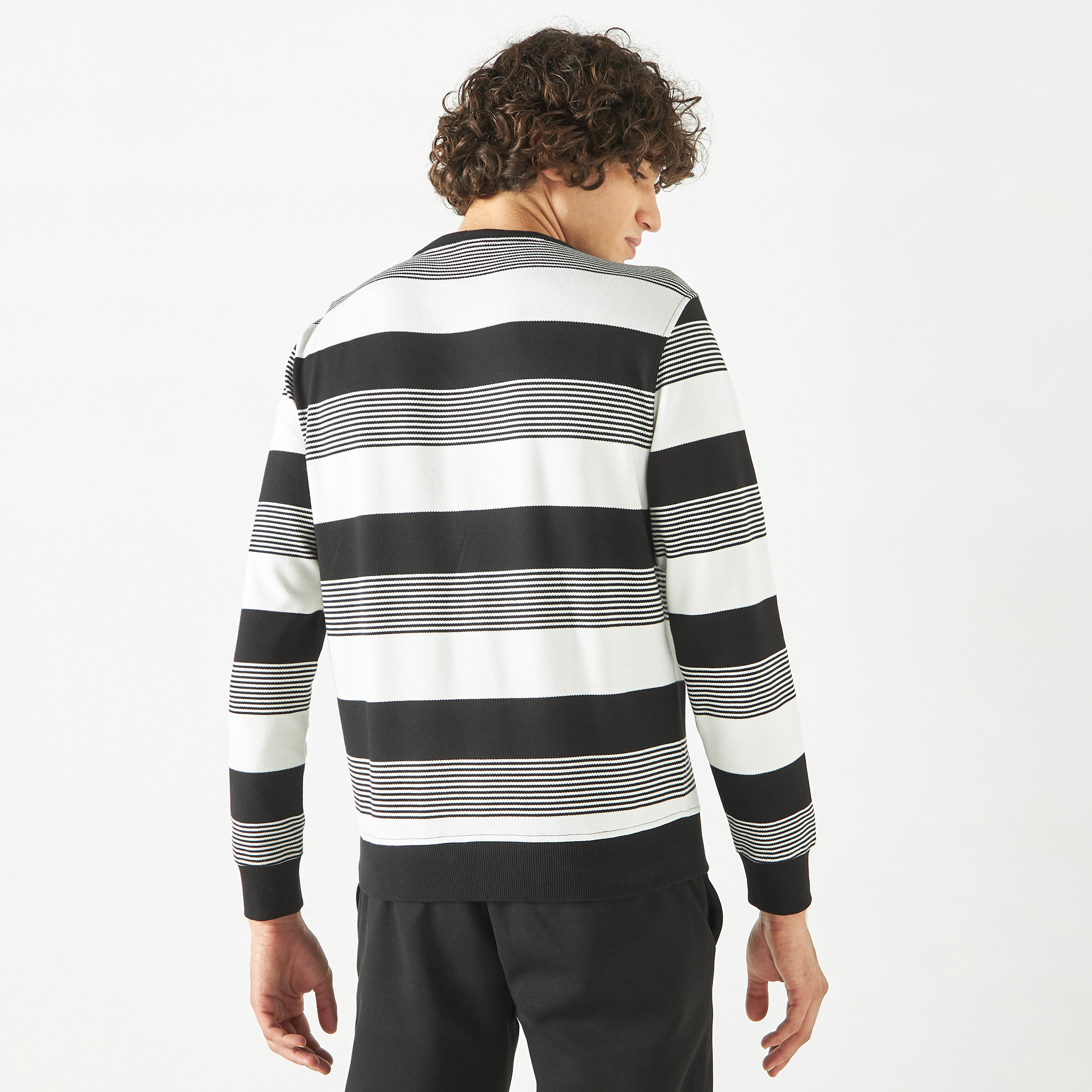 Striped Sweatshirt with Long Sleeves-men-winterwear-hoodiesandsweatshirts-image-3