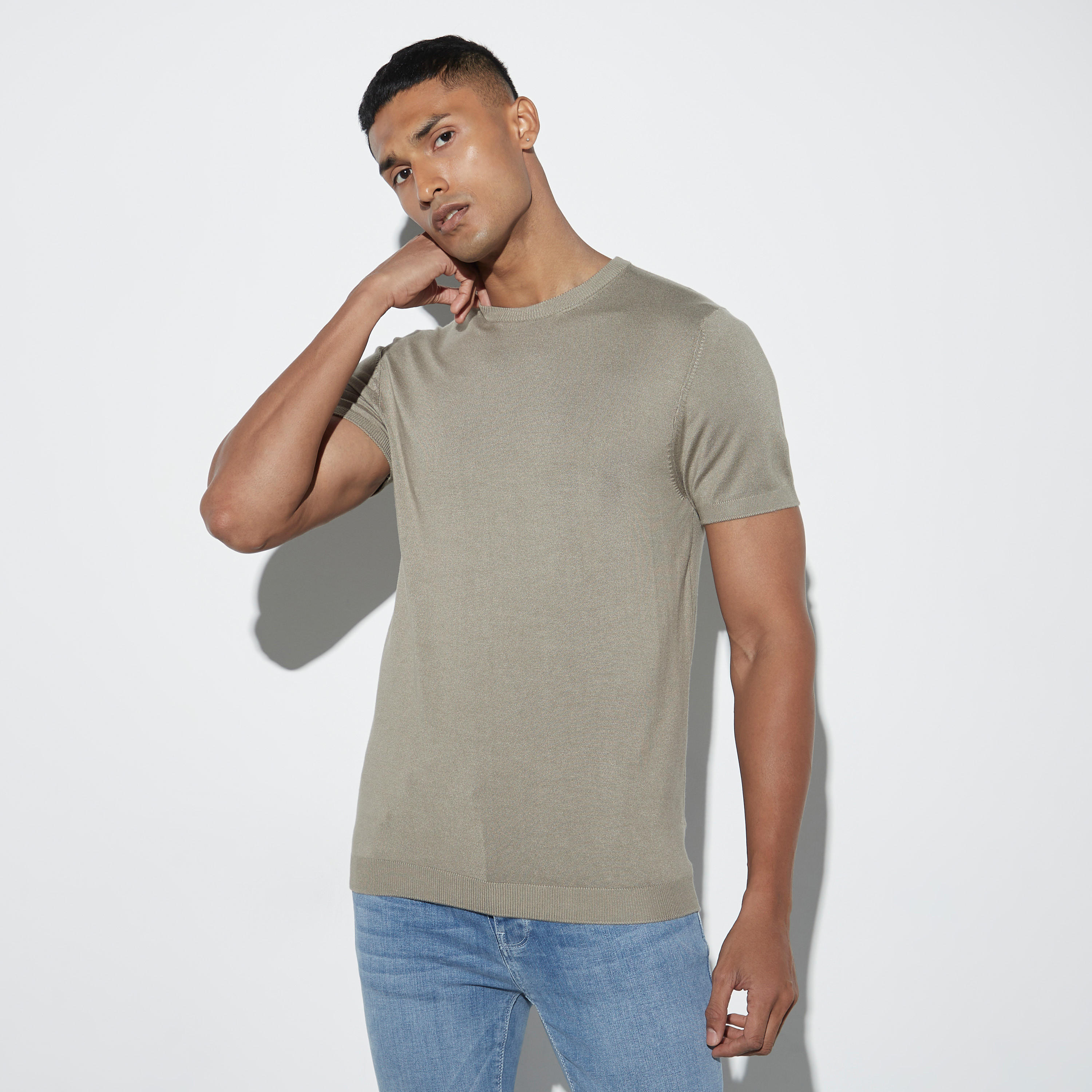 Solid T-shirt with Short Sleeves-men-clothing-tshirtsandpolos-tshirts-image-1