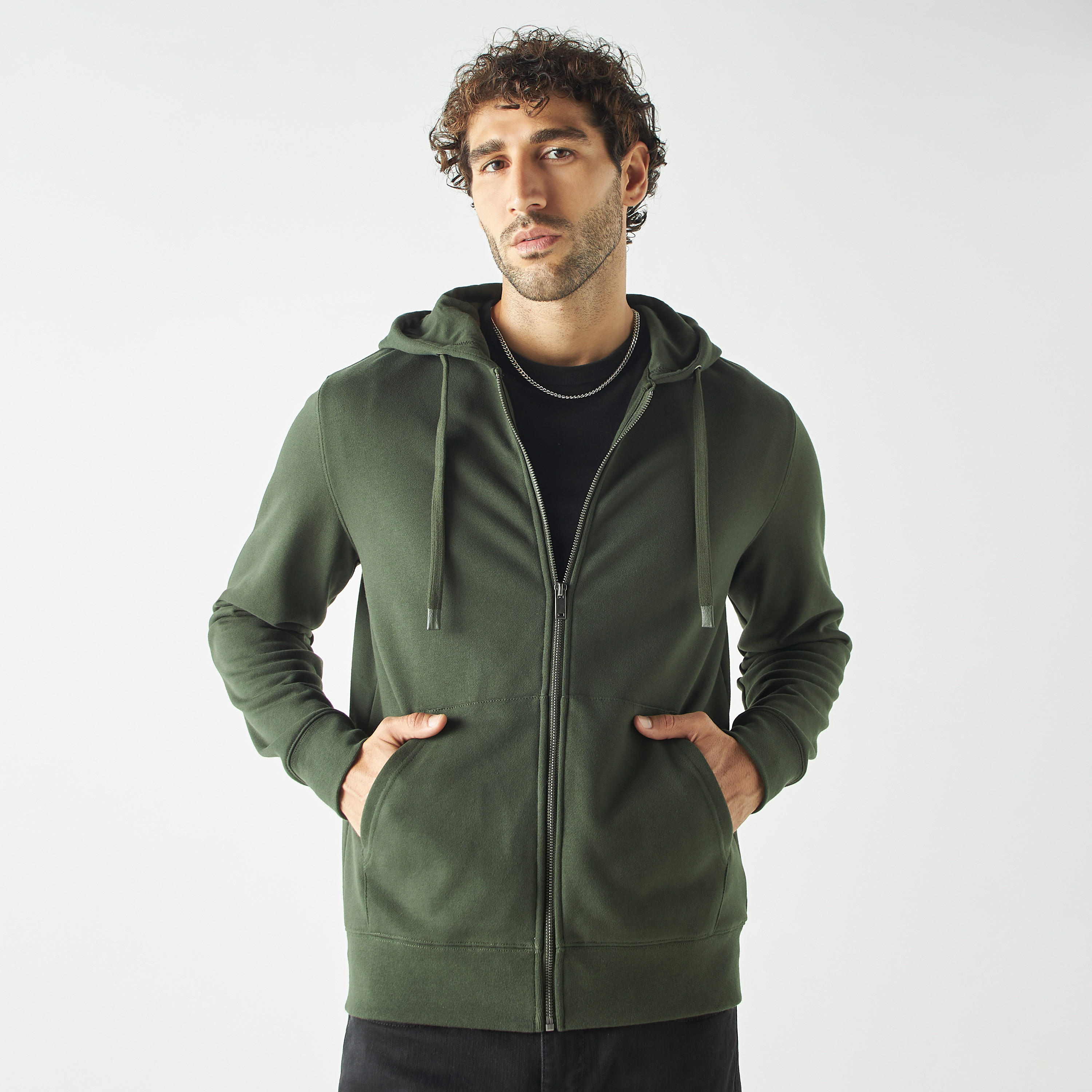 Solid Zip Through Hoodie with Pockets-men-winterwear-hoodiesandsweatshirts-image-1