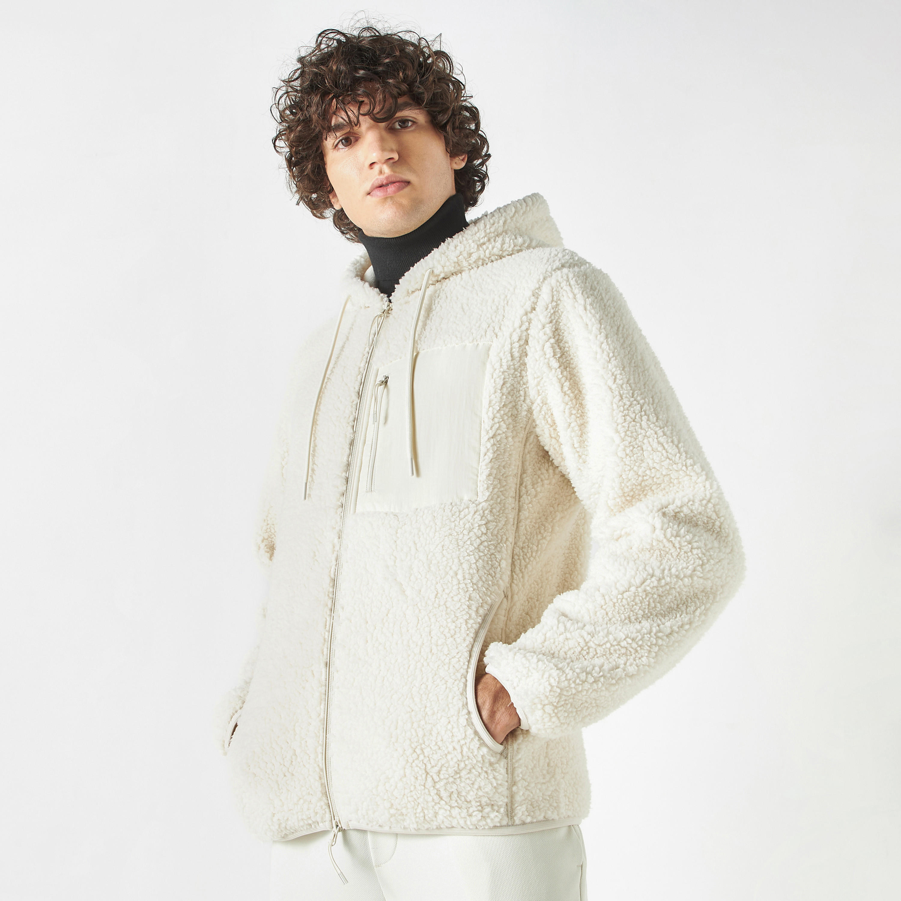 Textured Zip Through Jacket with Hood and Pocket-men-clothing-jacketsandblazers-jackets-image-1