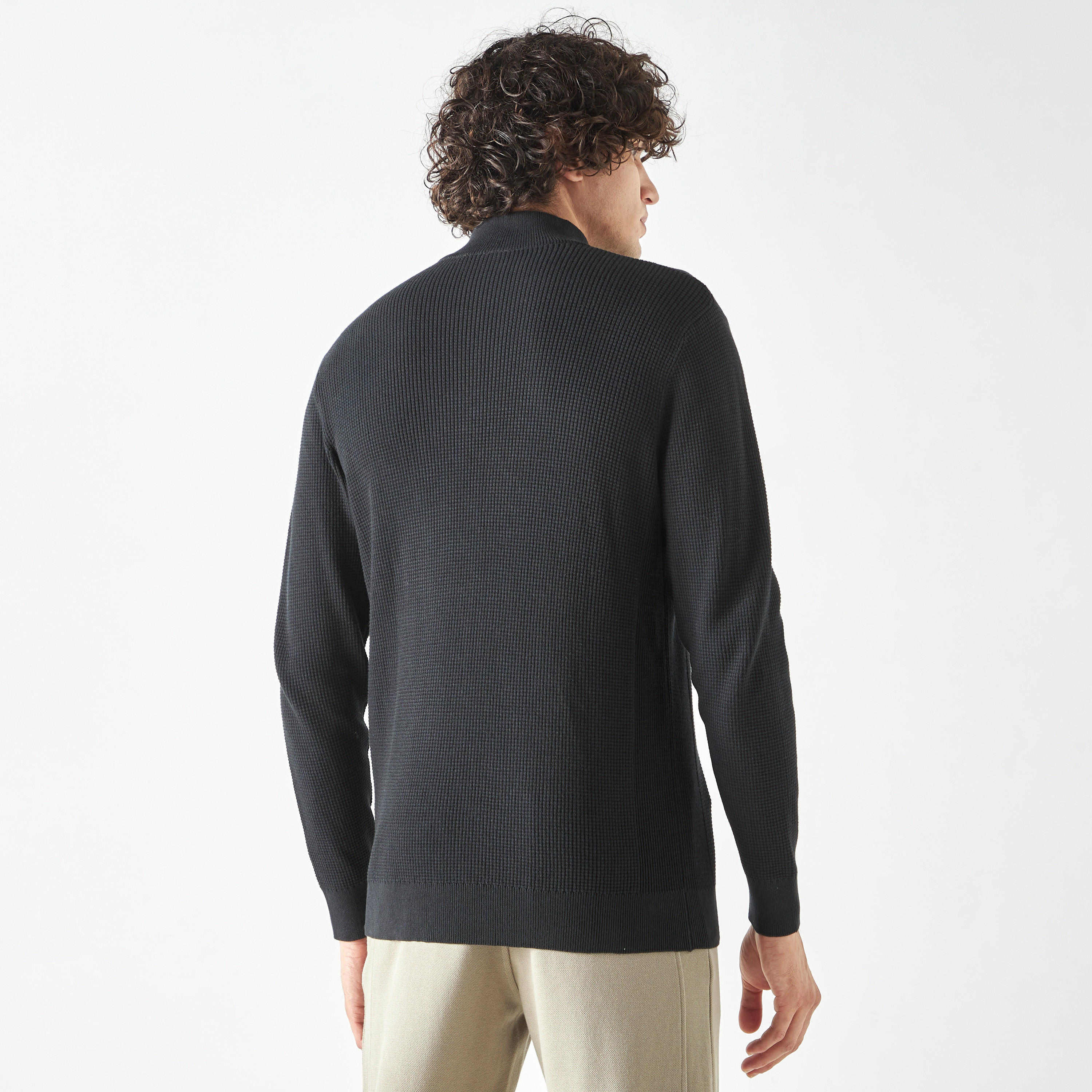 Textured High Neck Sweater with Zip Closure-men-clothing-sweatersandpullovers-image-3